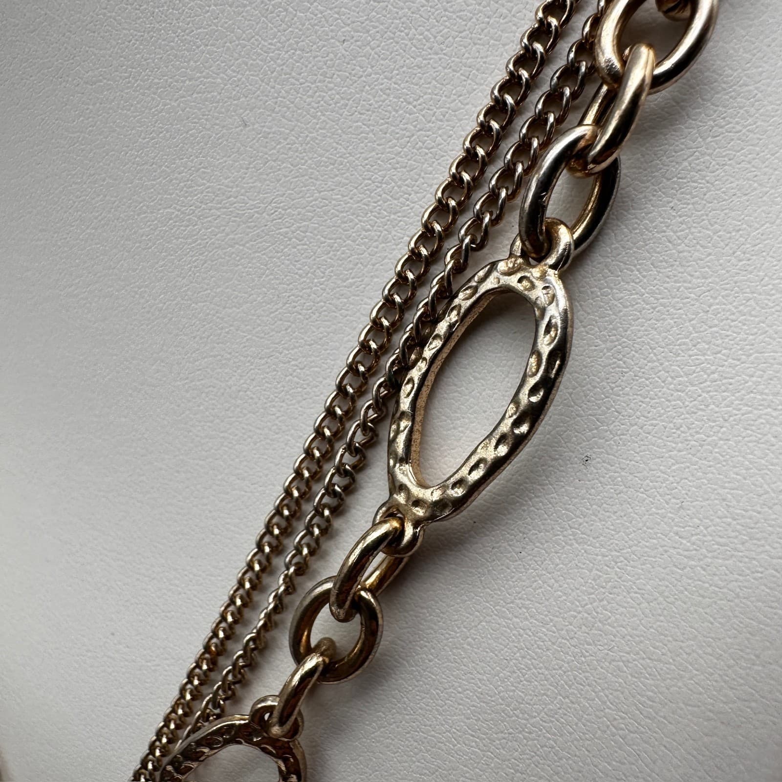 Vintage 90s Silver Tone Multi Strand Red Teardrop Pendant Necklace Boho Jewelry - Thumbnail 10