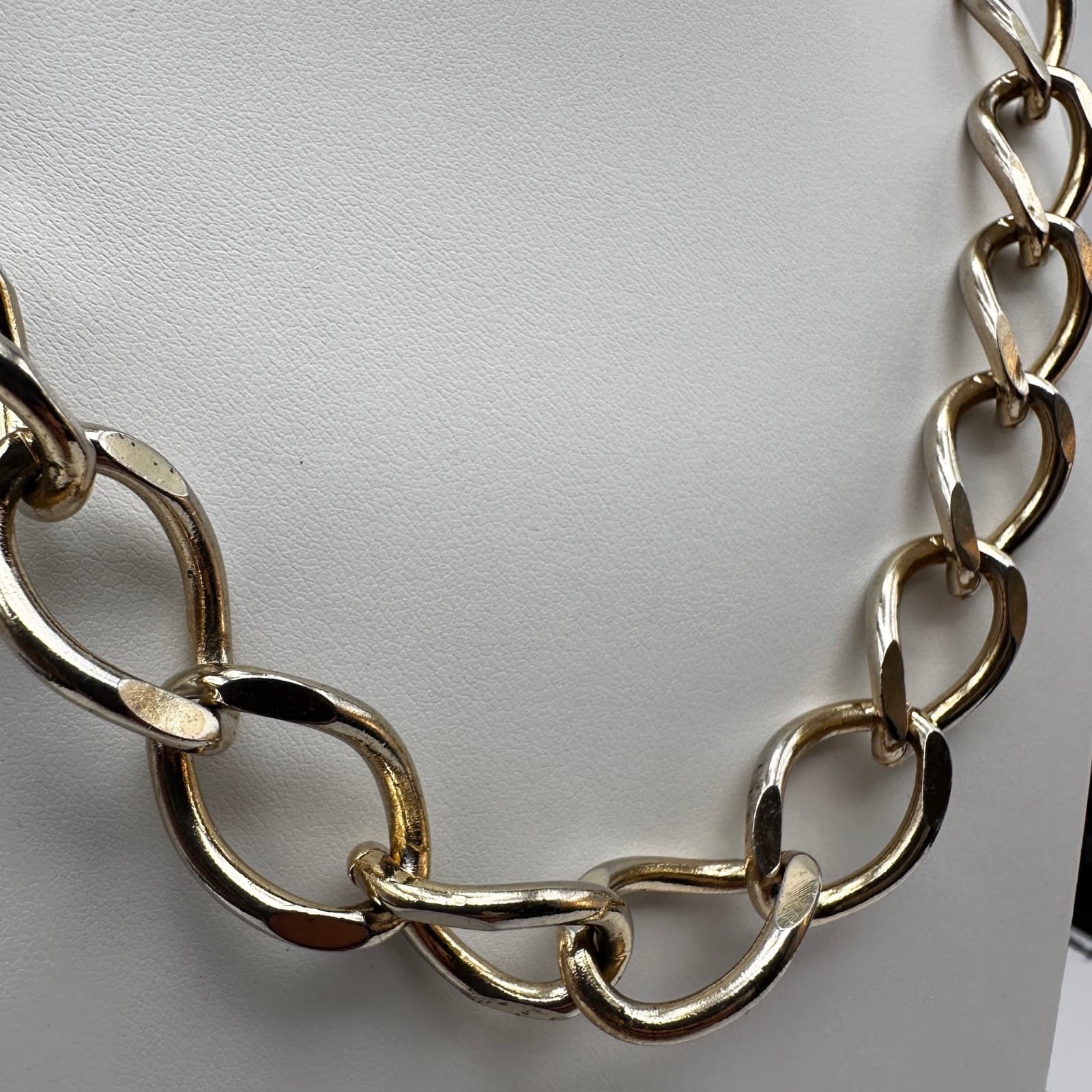 Vintage Gold Tone Chunky Chain Necklace Oversized Link Statement Y2K 18" - Thumbnail 5