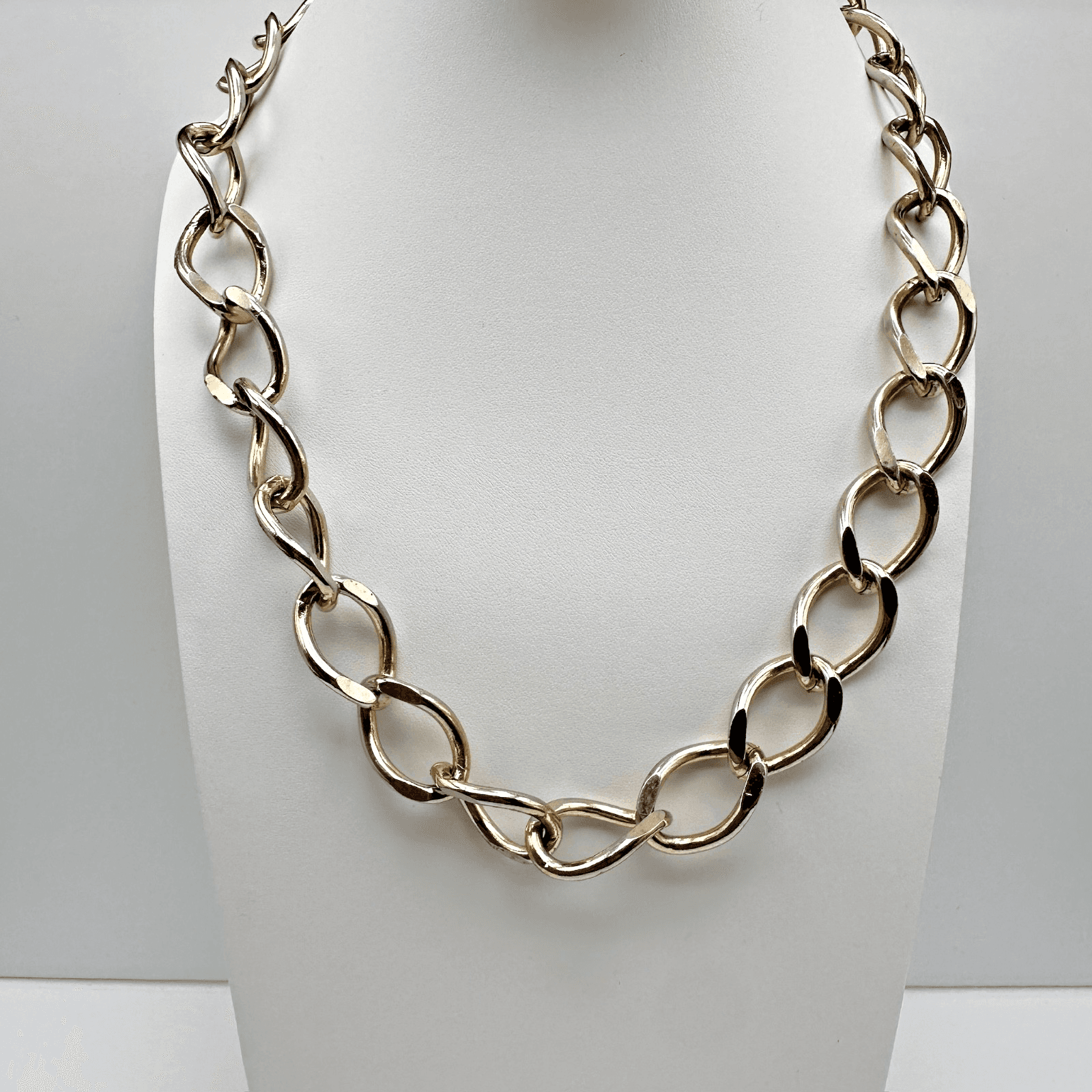 Vintage Gold Tone Chunky Chain Necklace Oversized Link Statement Y2K 18" - Image 1