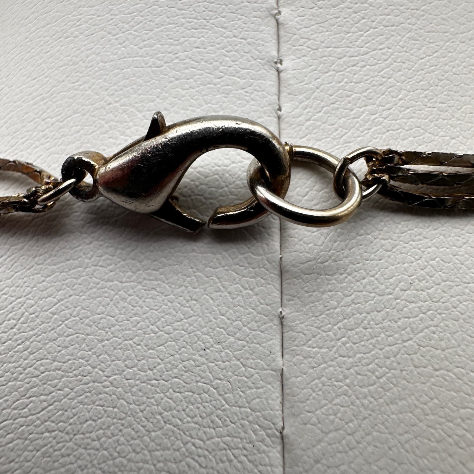 Vintage 90s Gold Tone Multi Strand Snake Chain Necklace Geometric Beads Jewelry - Thumbnail 7