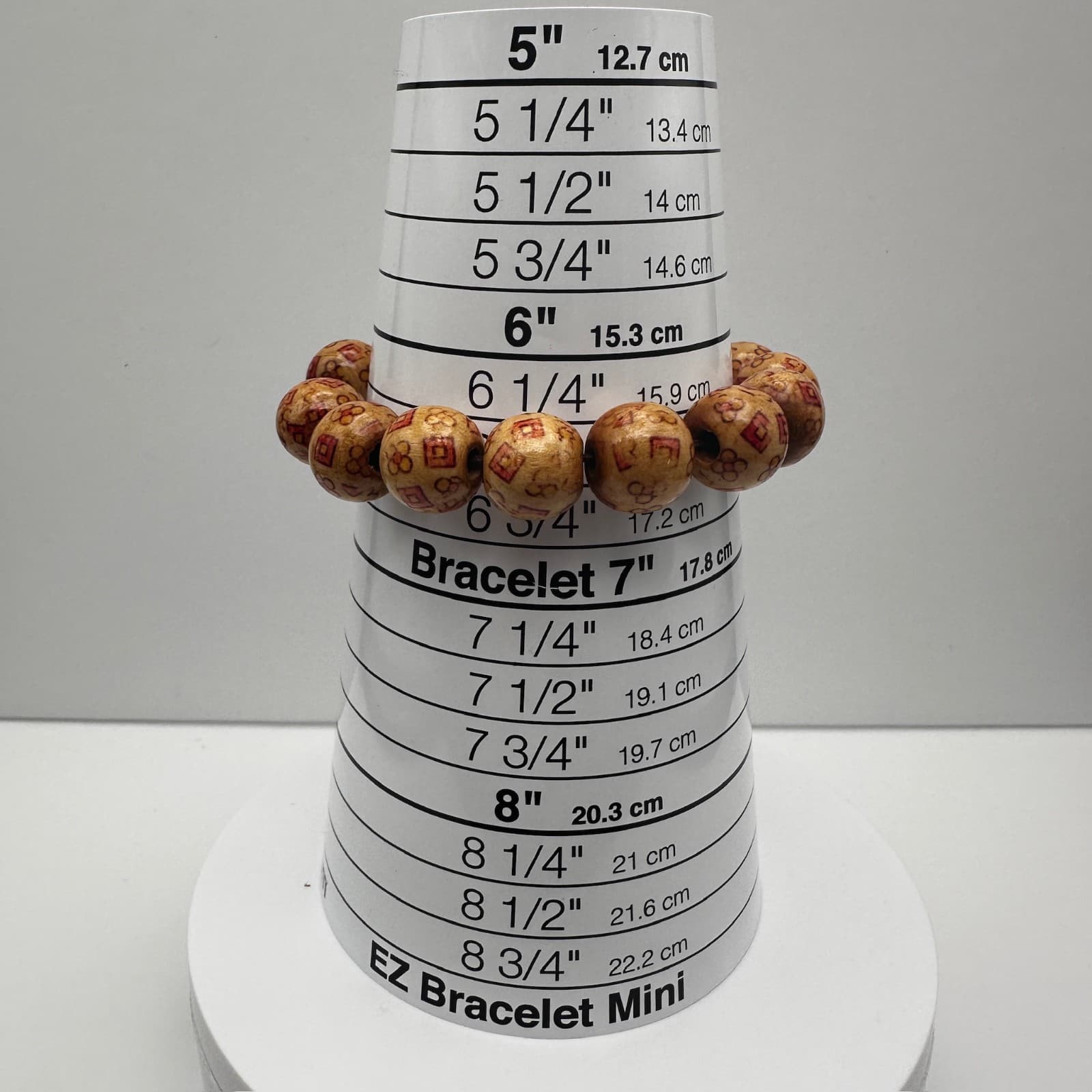 Vintage 80s Brown Wooden Bead Stretch Bracelet Copper Tone Women's Jewelry - Thumbnail 10