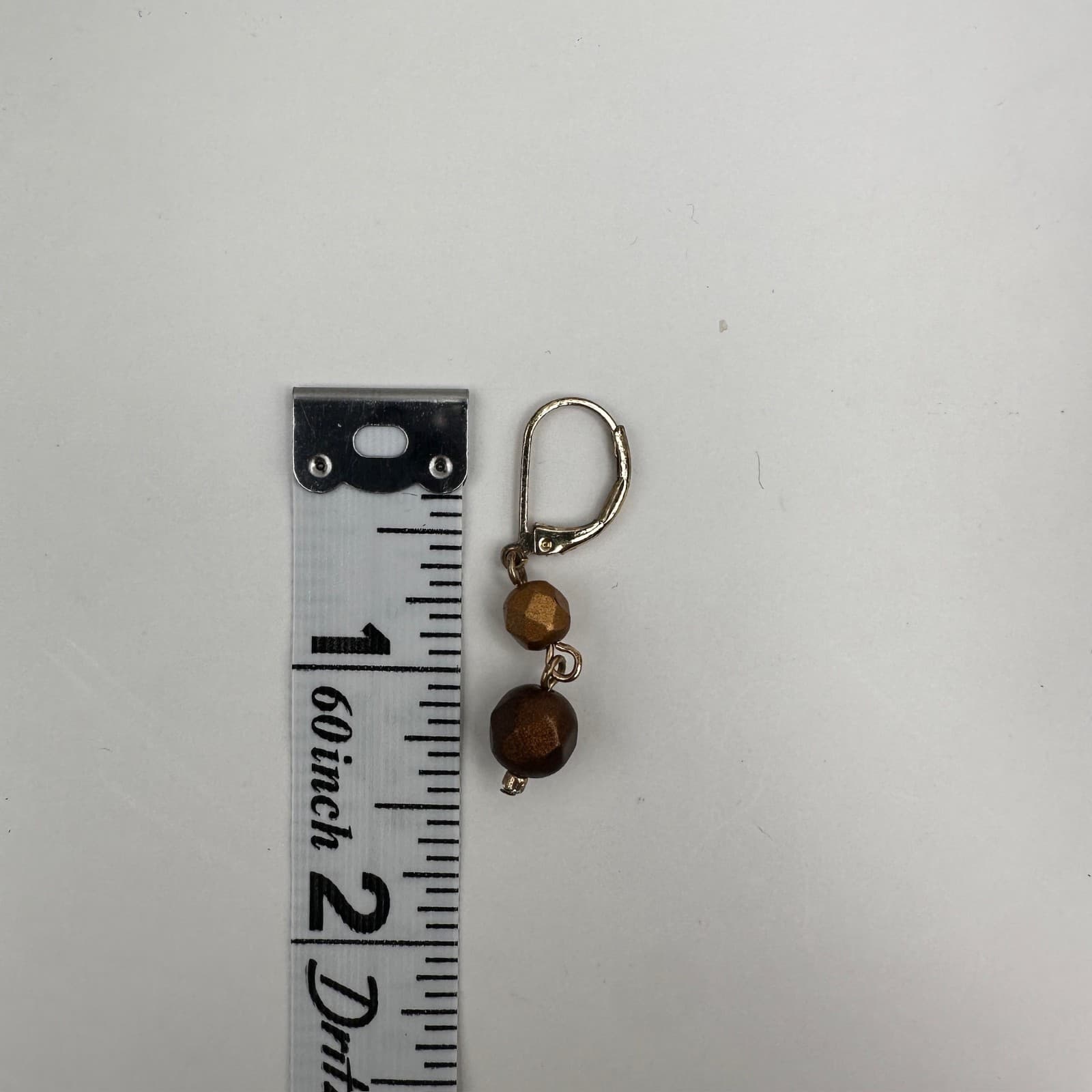 Vintage 90s Bronze Tone Beaded Drop Earrings Gold Tone Leverback Fashion Jewelry - Thumbnail 7