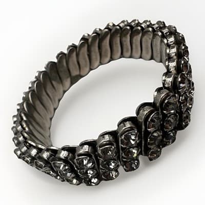 Vintage 90s Rhinestone Stretch Bracelet Glamour Silver Stone Women's Jewelry - Thumbnail 4