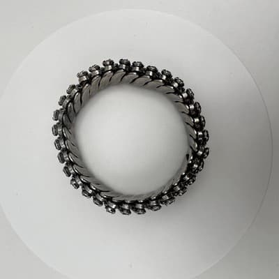 Vintage 90s Rhinestone Stretch Bracelet Glamour Silver Stone Women's Jewelry - Thumbnail 3