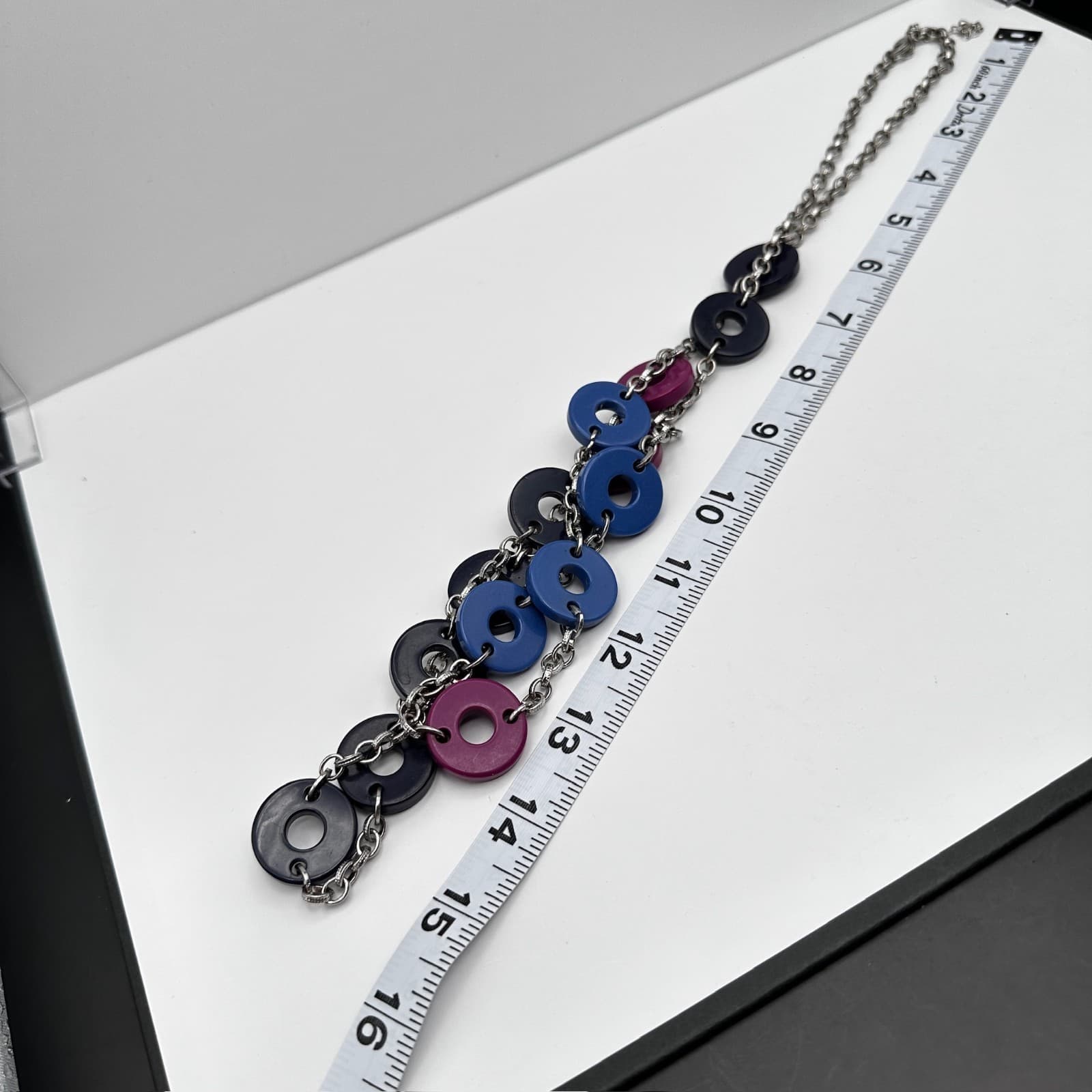 Vintage Y2K Double Layer Chunky Link Necklace Mod Disk Retro Women's Jewelry - Thumbnail 10