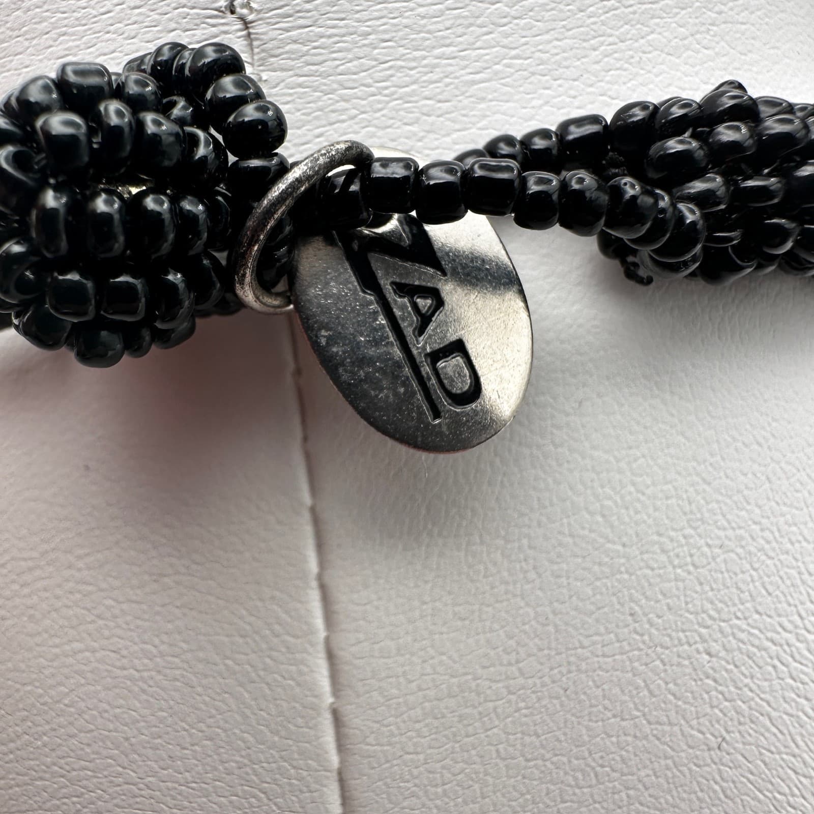 Vintage 90s ZAD Black Multi-Strand Seed Bead Bib Necklace Boho Statement Goth - Thumbnail 10