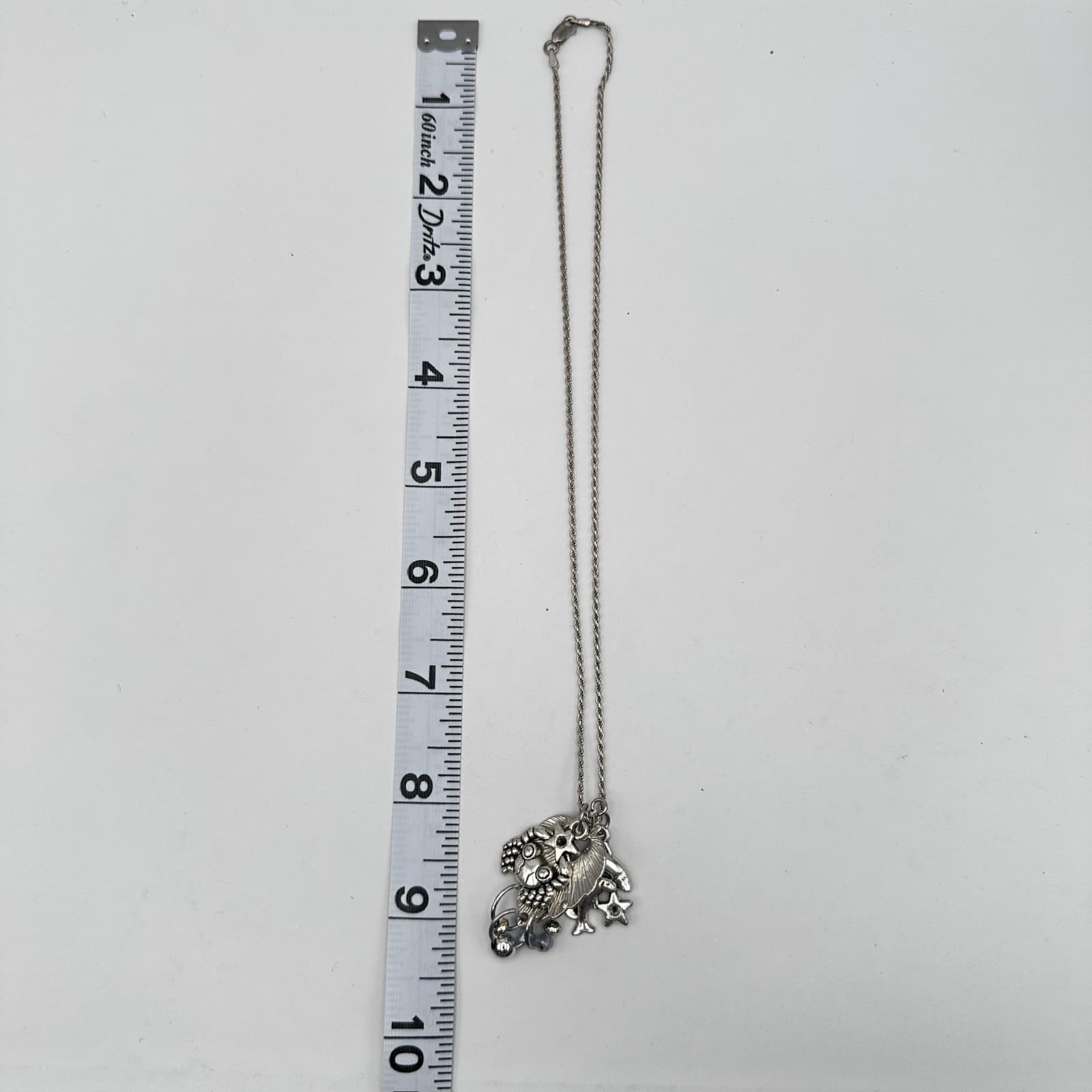 Vintage 90s Nautical Sea Life Crab Starfish Necklace Silver Tone Women's Jewelry - Thumbnail 10