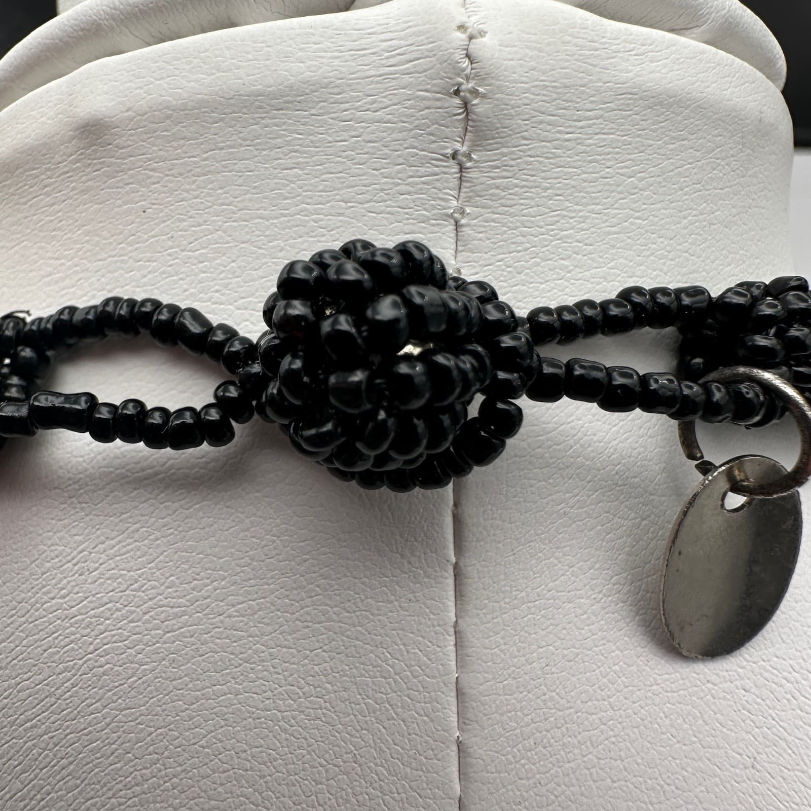 Vintage 90s ZAD Black Multi-Strand Seed Bead Bib Necklace Boho Statement Goth - Thumbnail 9