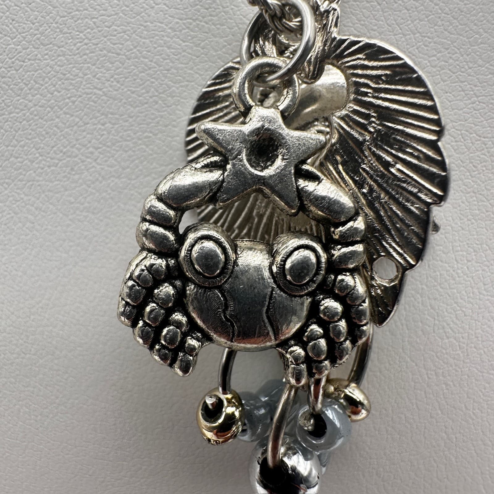 Vintage 90s Nautical Sea Life Crab Starfish Necklace Silver Tone Women's Jewelry - Thumbnail 6