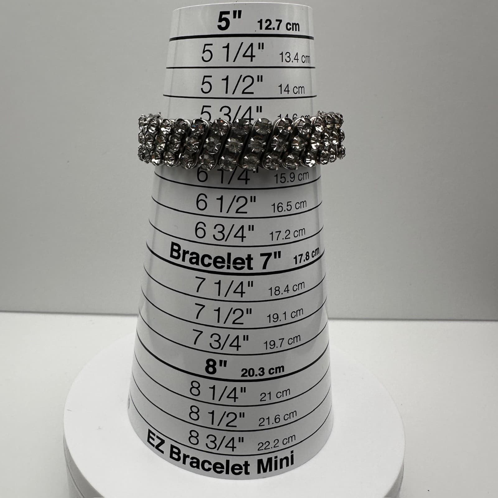 Vintage 90s Rhinestone Stretch Bracelet Glamour Silver Stone Women's Jewelry - Thumbnail 8