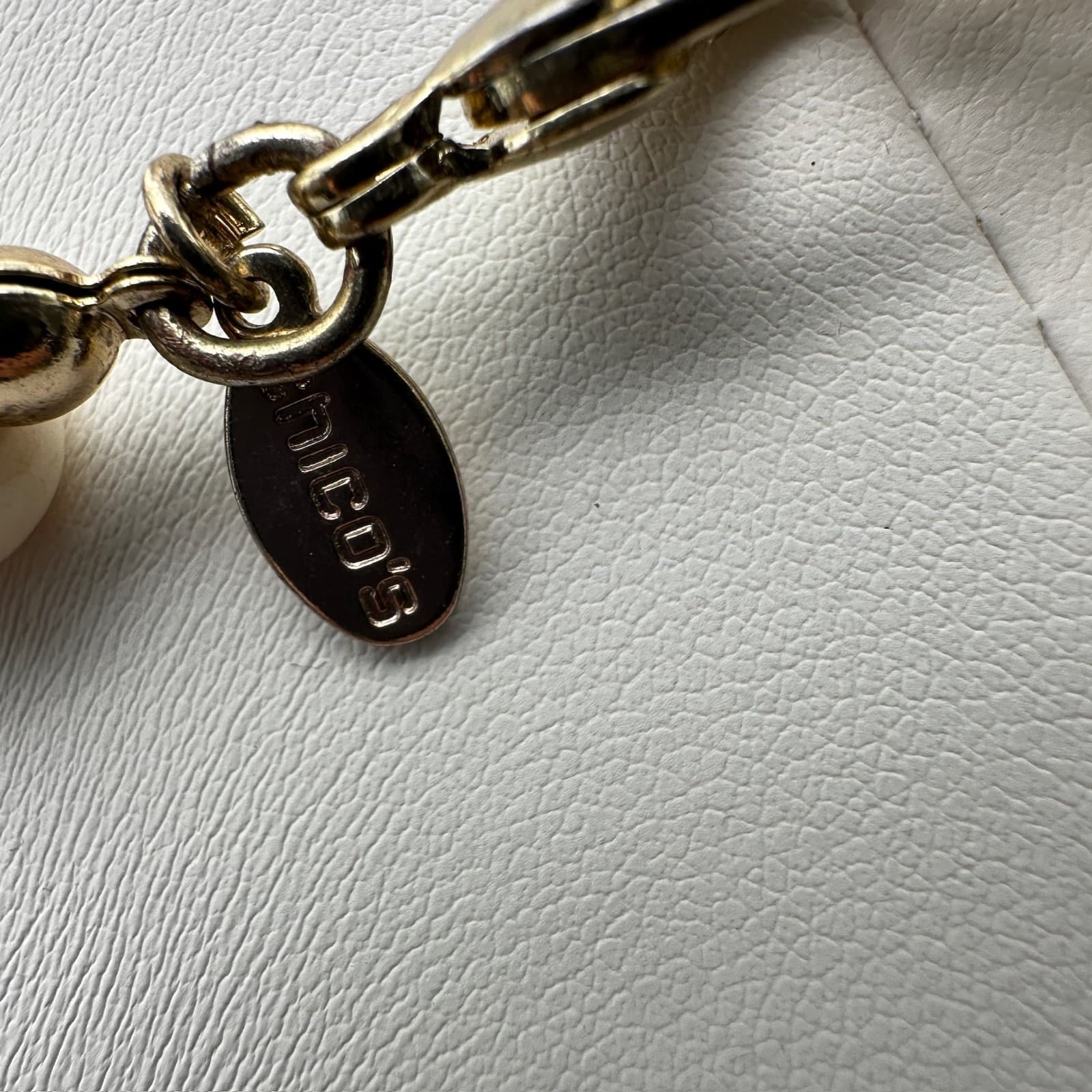 Vintage 90s Chico's Cream Beaded Necklace Faux Turquoise Tassel Boho Jewelry - Thumbnail 12