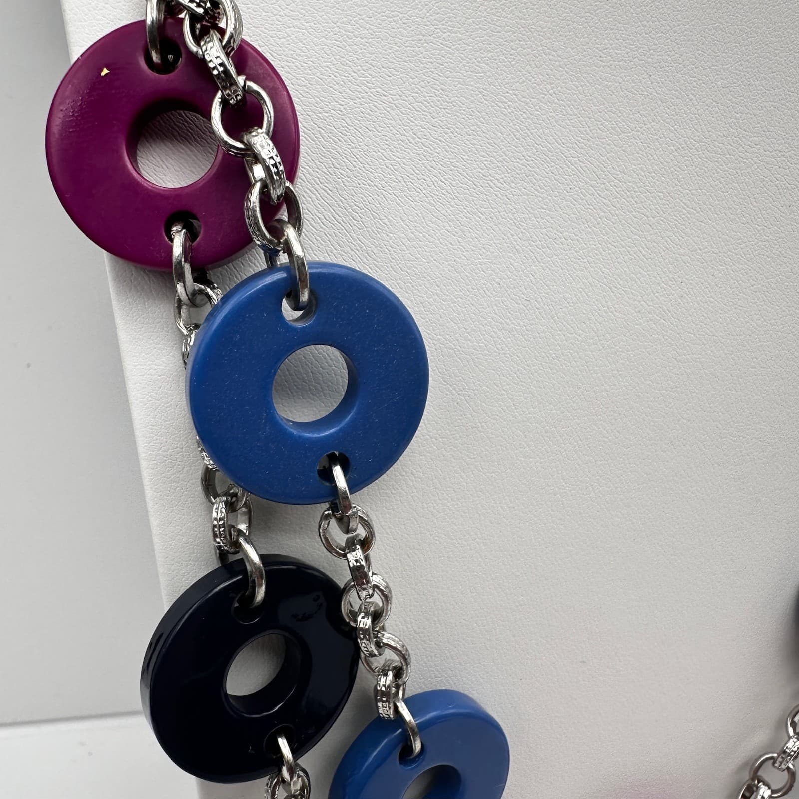 Vintage Y2K Double Layer Chunky Link Necklace Mod Disk Retro Women's Jewelry - Thumbnail 4