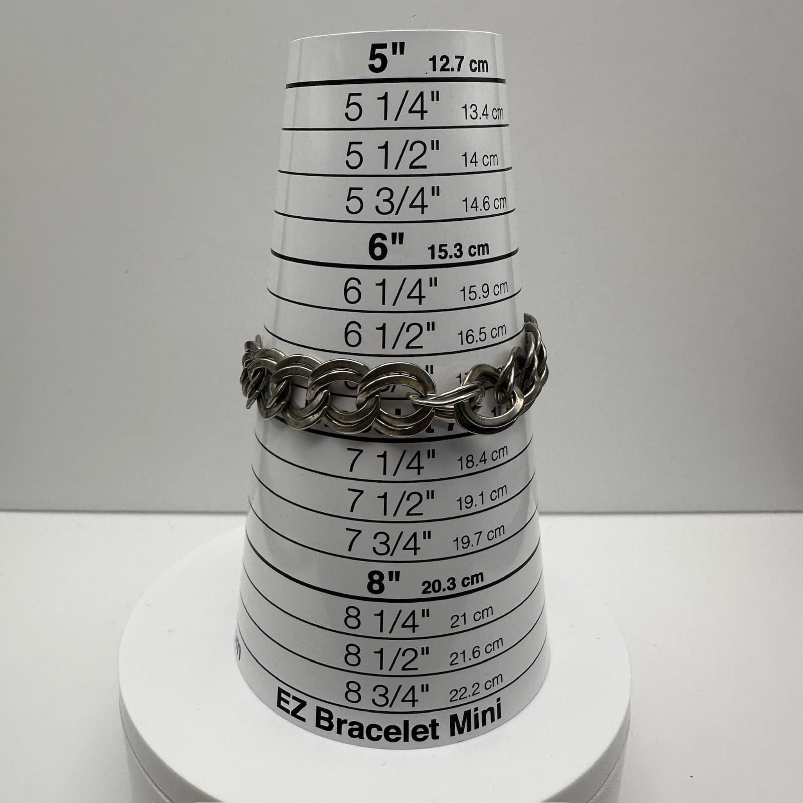 Vintage 90s Double Curb Link Bracelet Heavy Silver Tone Women's Jewelry - Thumbnail 7