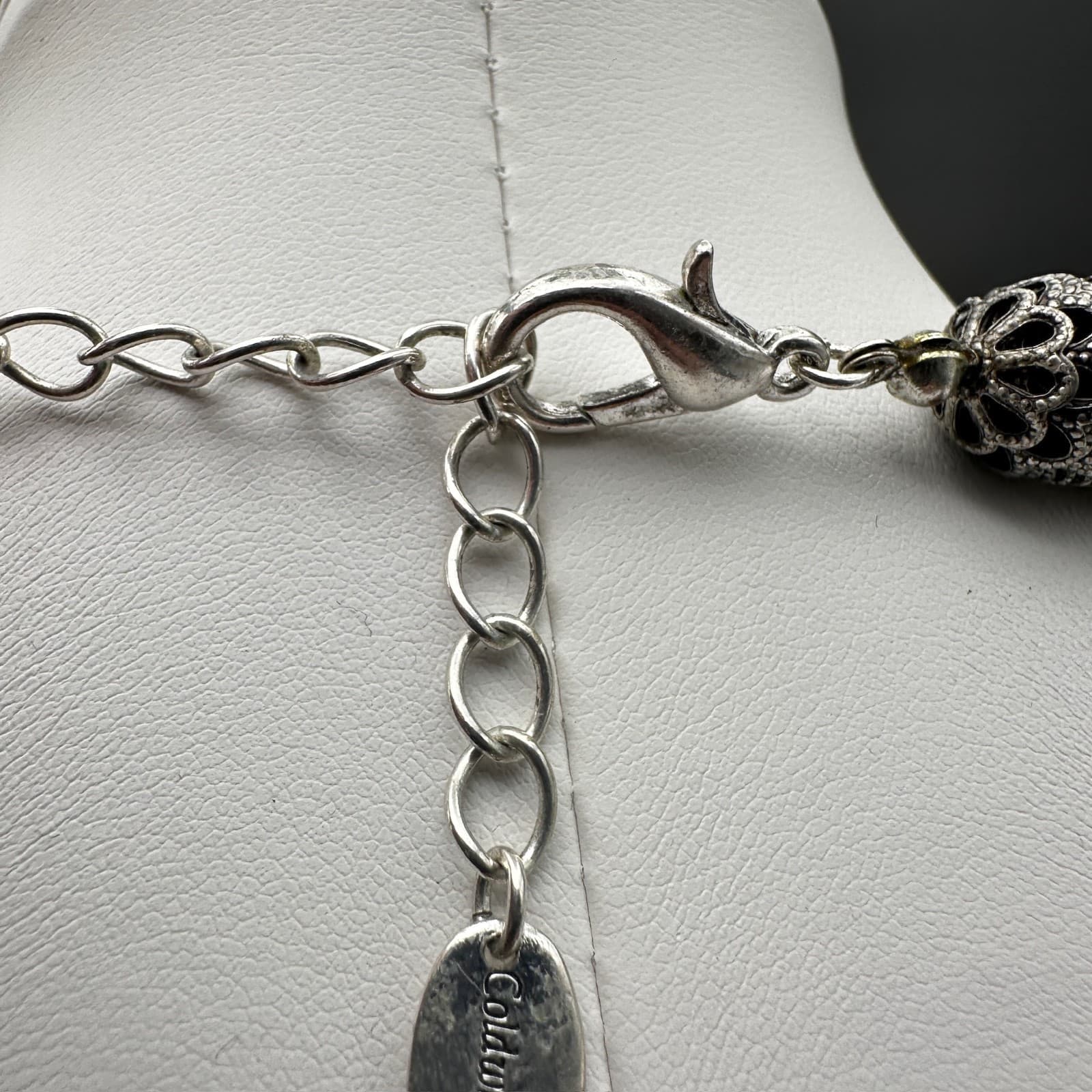 Vintage 90s Coldwater Creek Gray Faux Pearl Mesh Collar Necklace Statement Boho - Thumbnail 7