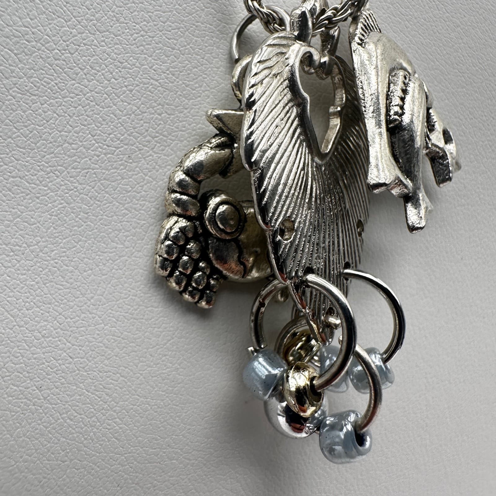 Vintage 90s Nautical Sea Life Crab Starfish Necklace Silver Tone Women's Jewelry - Thumbnail 3