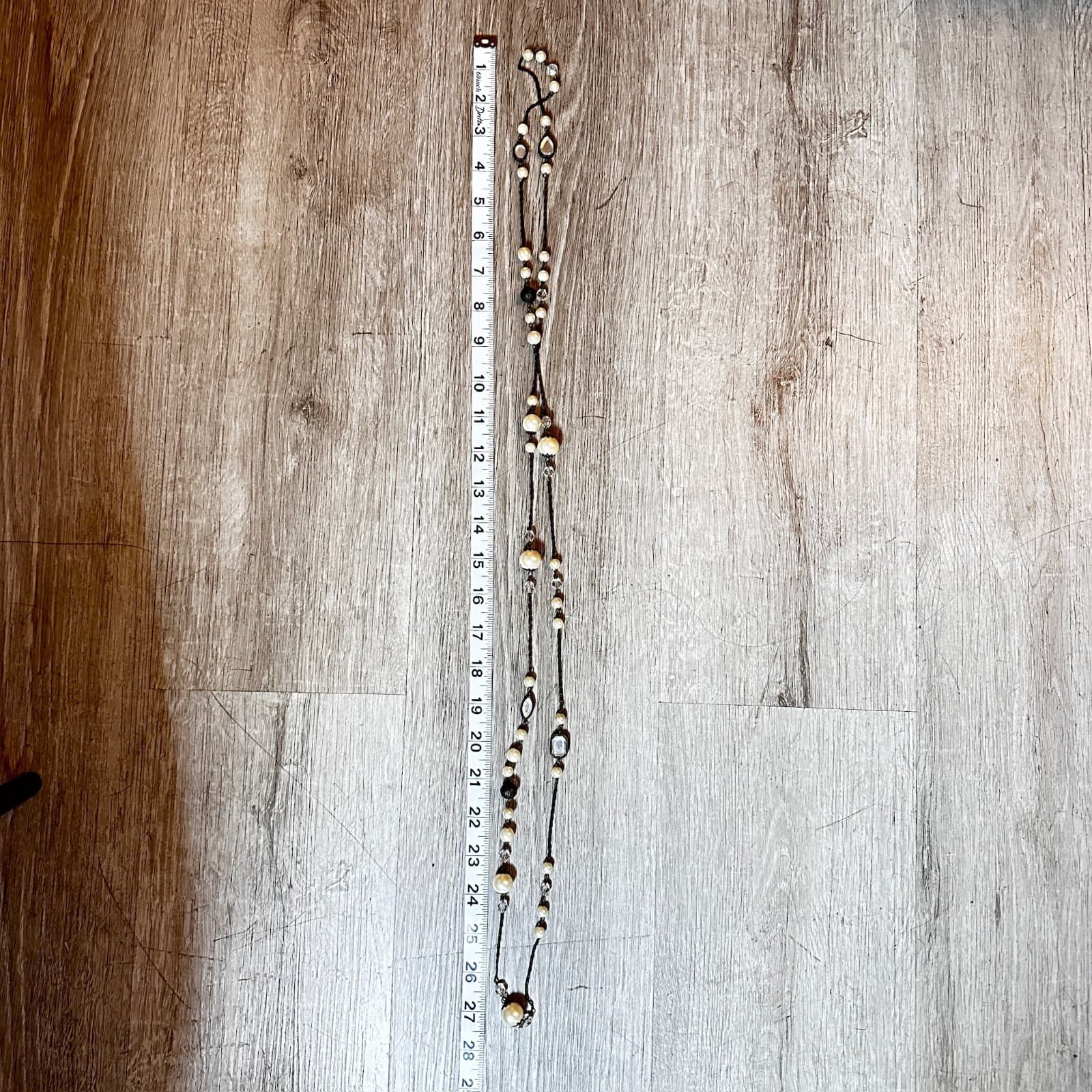 Vintage 90s Faux Pearl Layered Long Station Necklace Women's Classic Jewelry - Thumbnail 8