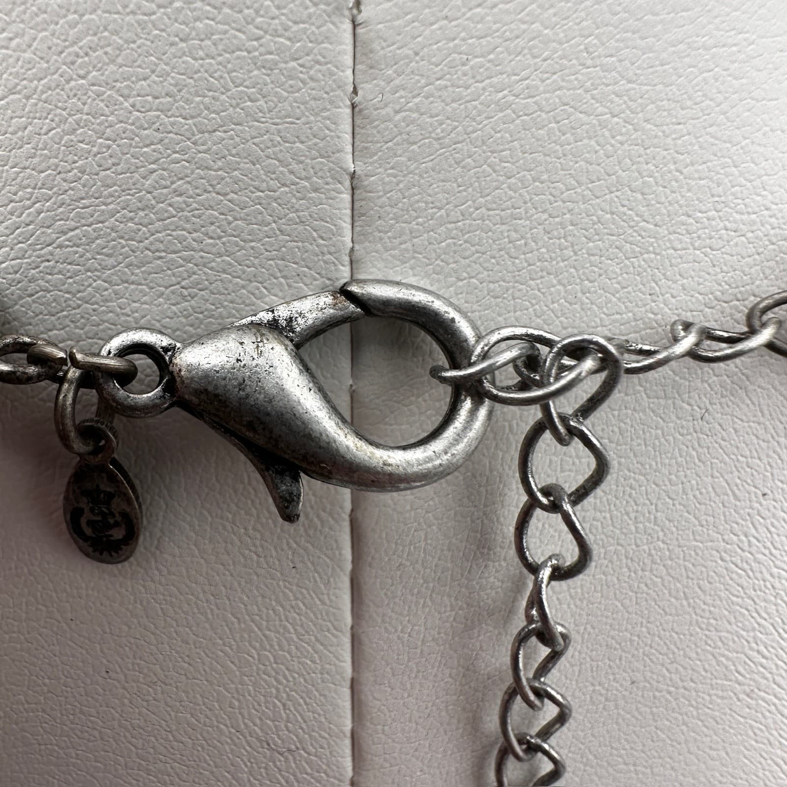 Vintage 90s Multi-Strand Beaded Necklace Silver Tone Rose Green Stone Boho - Thumbnail 9