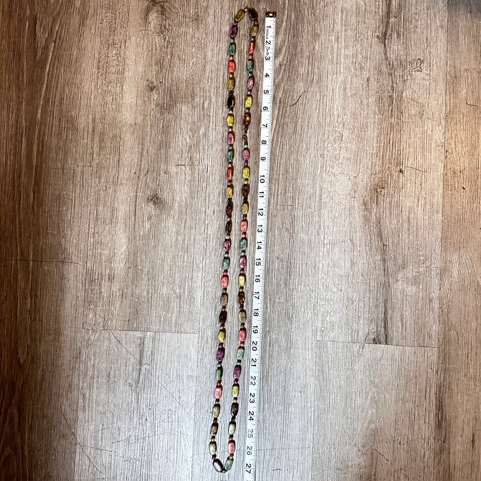 Vintage 90s Multi-Color Stone Bead Statement Necklace Earthy Women's Jewelry - Thumbnail 9