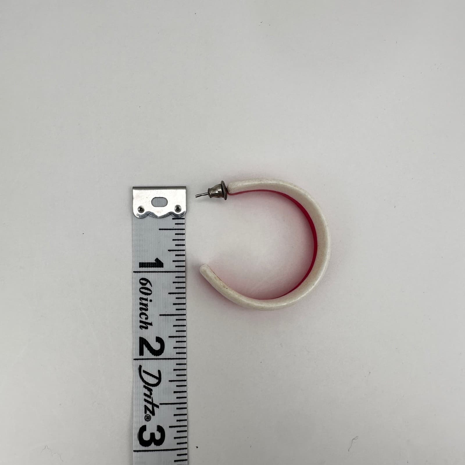 Vintage 90s Red White Bead Necklace Cage Dangle Earrings Silver Tone Jewelry set - Thumbnail 14