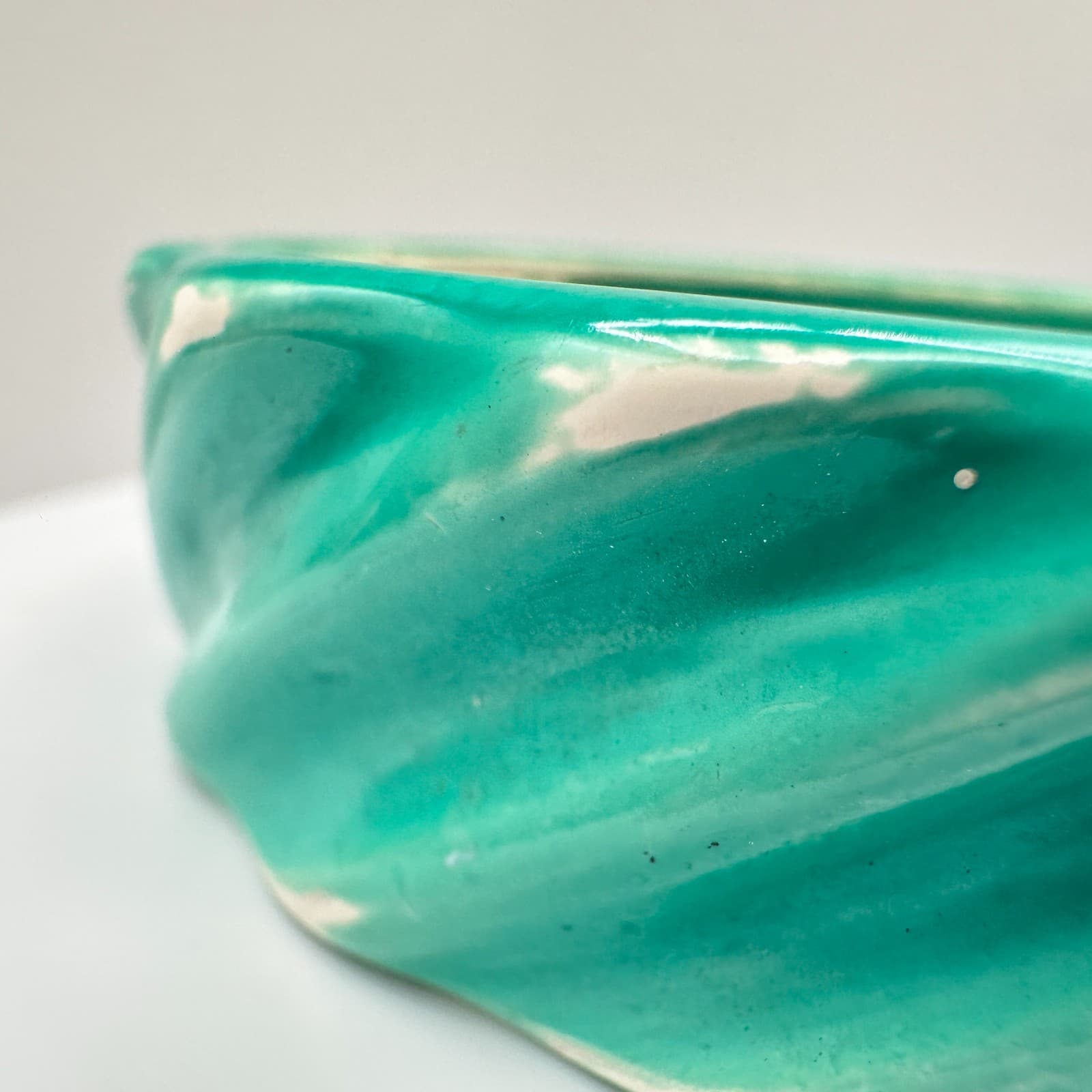 Vintage 80s See Green Ceramic Bracelet Twisted Ribbed Chunky Pottery Jewelry - Thumbnail 6