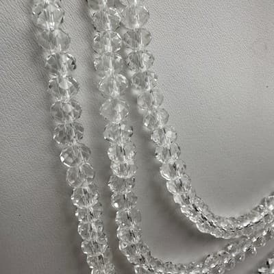 Vintage 90s Clear Glass Multi Strand Statement Necklace White Cord Adjustable - Thumbnail 3
