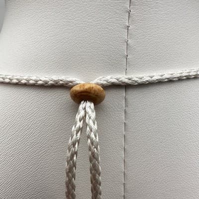 Vintage 90s Clear Glass Multi Strand Statement Necklace White Cord Adjustable - Thumbnail 8