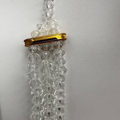 Vintage 90s Clear Glass Multi Strand Statement Necklace White Cord Adjustable - Thumbnail 4