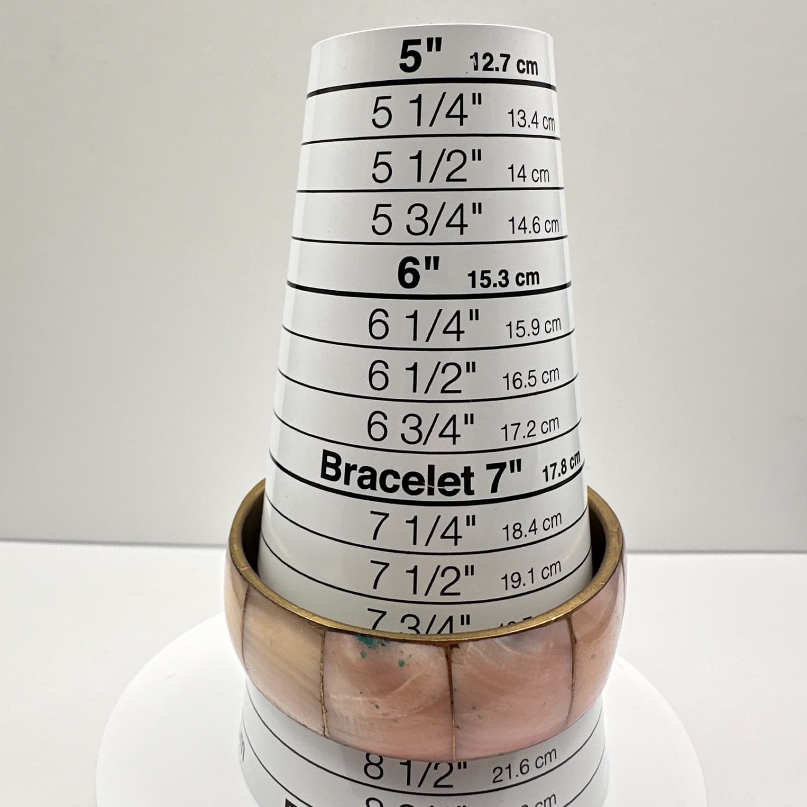 Vintage 90s Mother of Pearl Inlay Bracelet Brass Gold Tone Iridescent Boho - Thumbnail 8