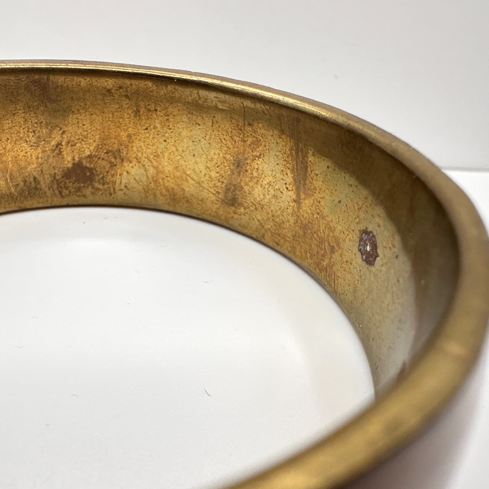 Vintage 90s Mother of Pearl Inlay Bracelet Brass Gold Tone Iridescent Boho - Thumbnail 5