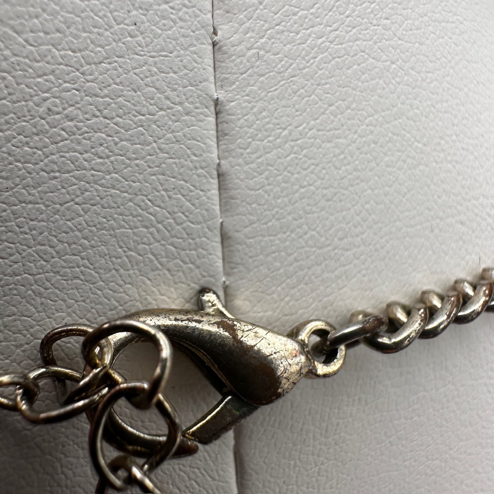 Vintage 90s Geometric Bib Necklace Gold Silver Tone Glitter Link Chain Jewelry - Thumbnail 10