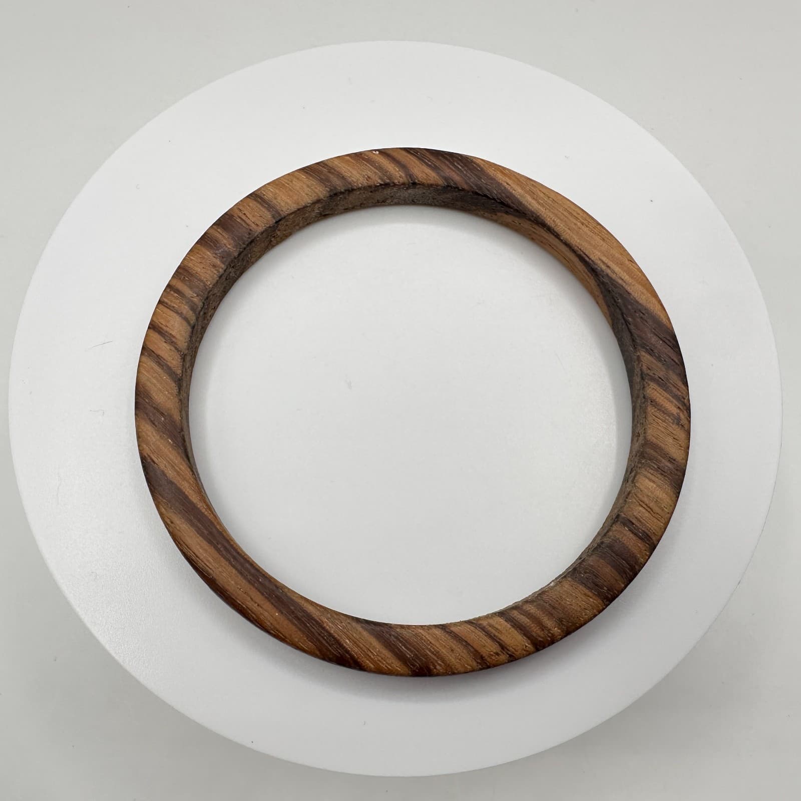 Vintage 90s Bracelet Natural Striped Wood Grain Boho Statement Women's Jewelry - Thumbnail 5