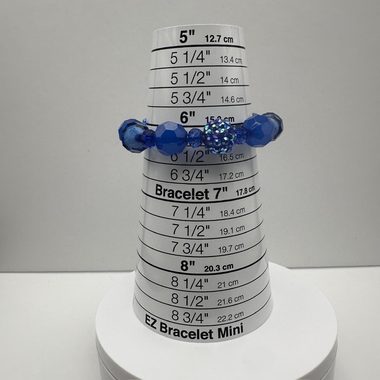 VTG 90s Blue Crystal Chunky Bead Bracelet Disco Ball Sparkly Women's Jewelry - Thumbnail 10