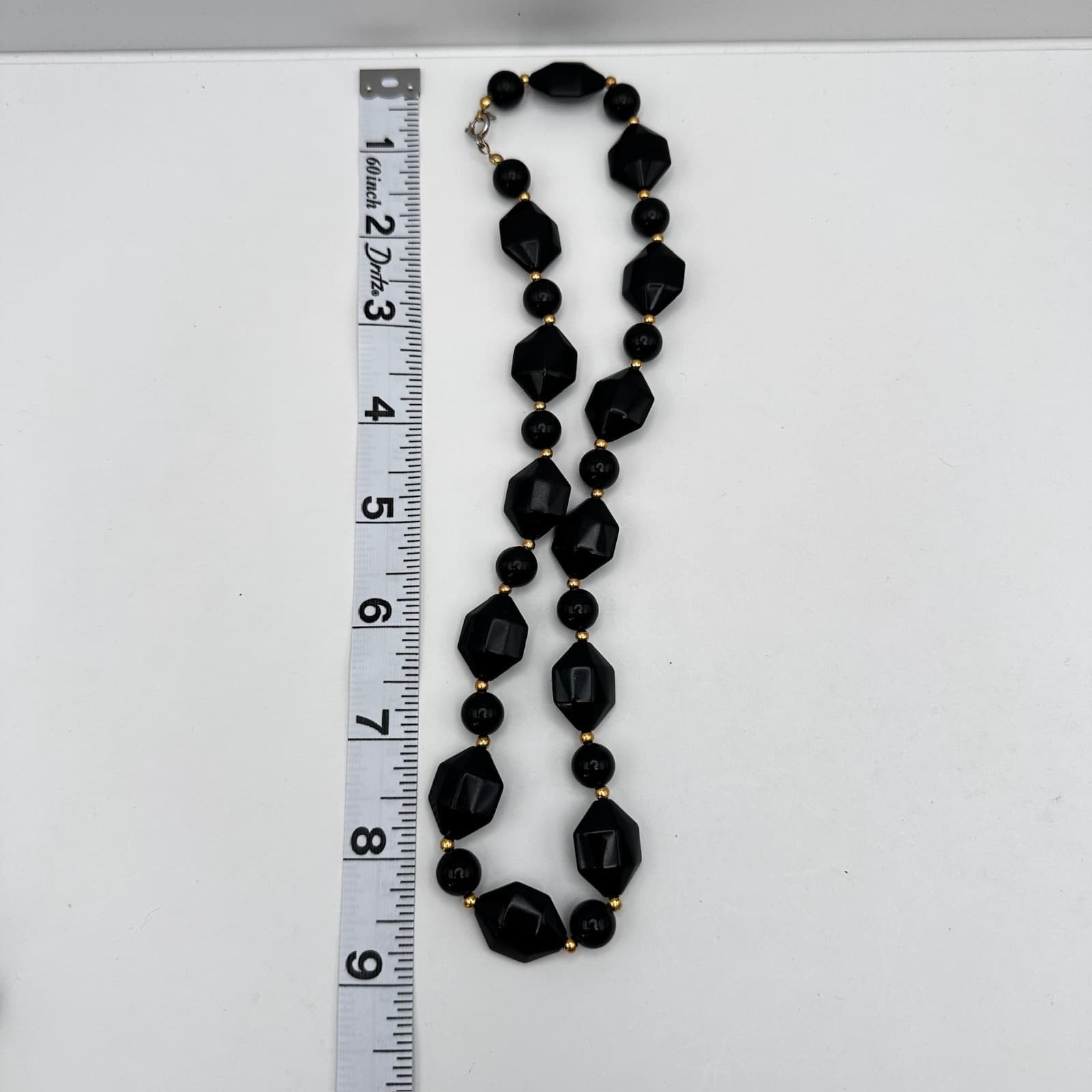 Vintage 80s Black Bead Necklace Set Multi-Strand Geometric Women's Jewelry - Thumbnail 18