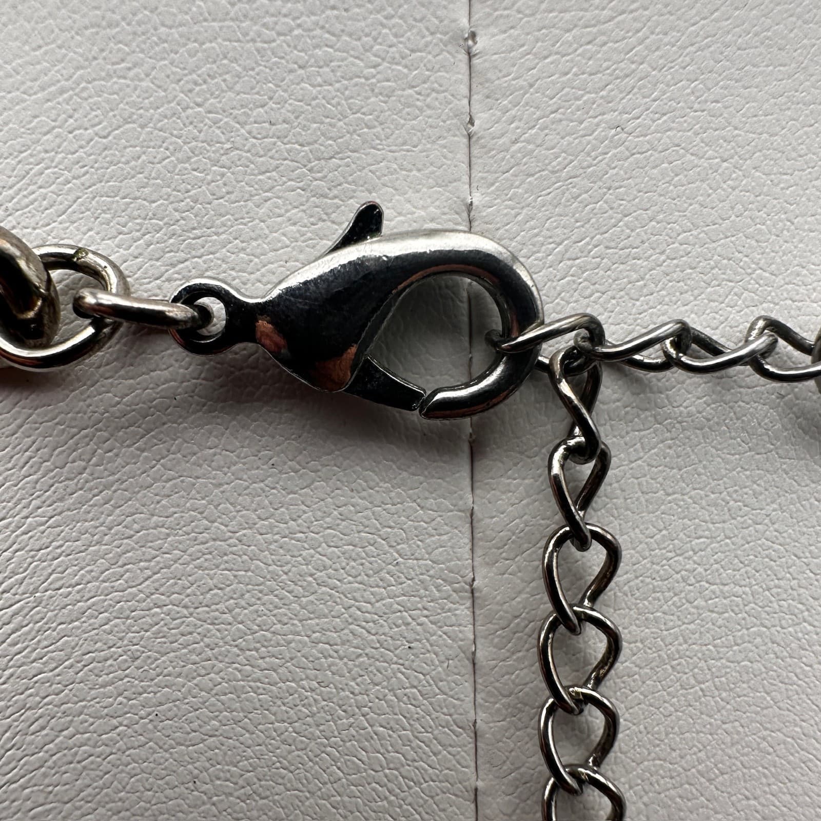 Vintage 90s Chunky Link Necklace Black Oval Inlay Silver Tone Women's Jewelry - Thumbnail 8