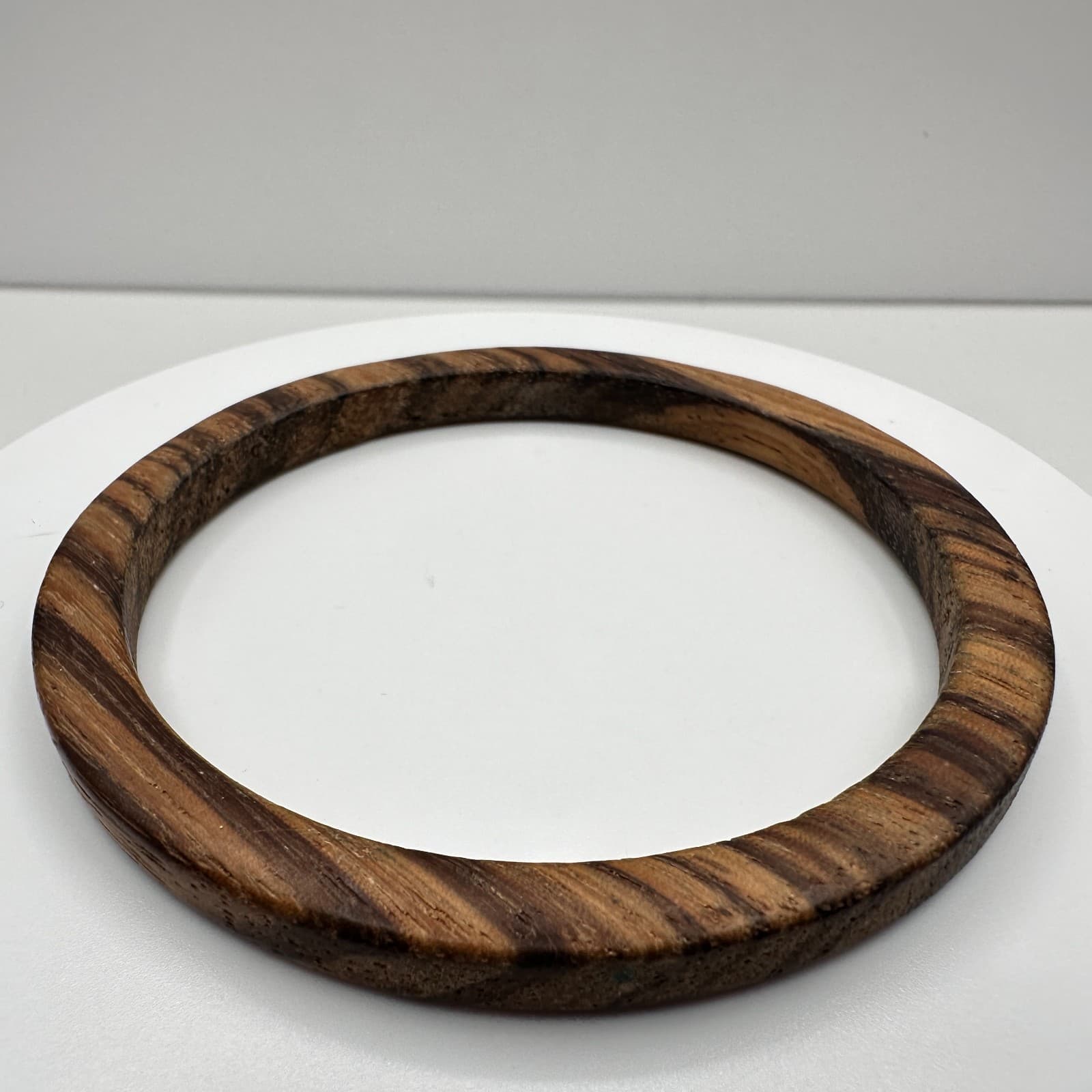 Vintage 90s Bracelet Natural Striped Wood Grain Boho Statement Women's Jewelry - Thumbnail 6