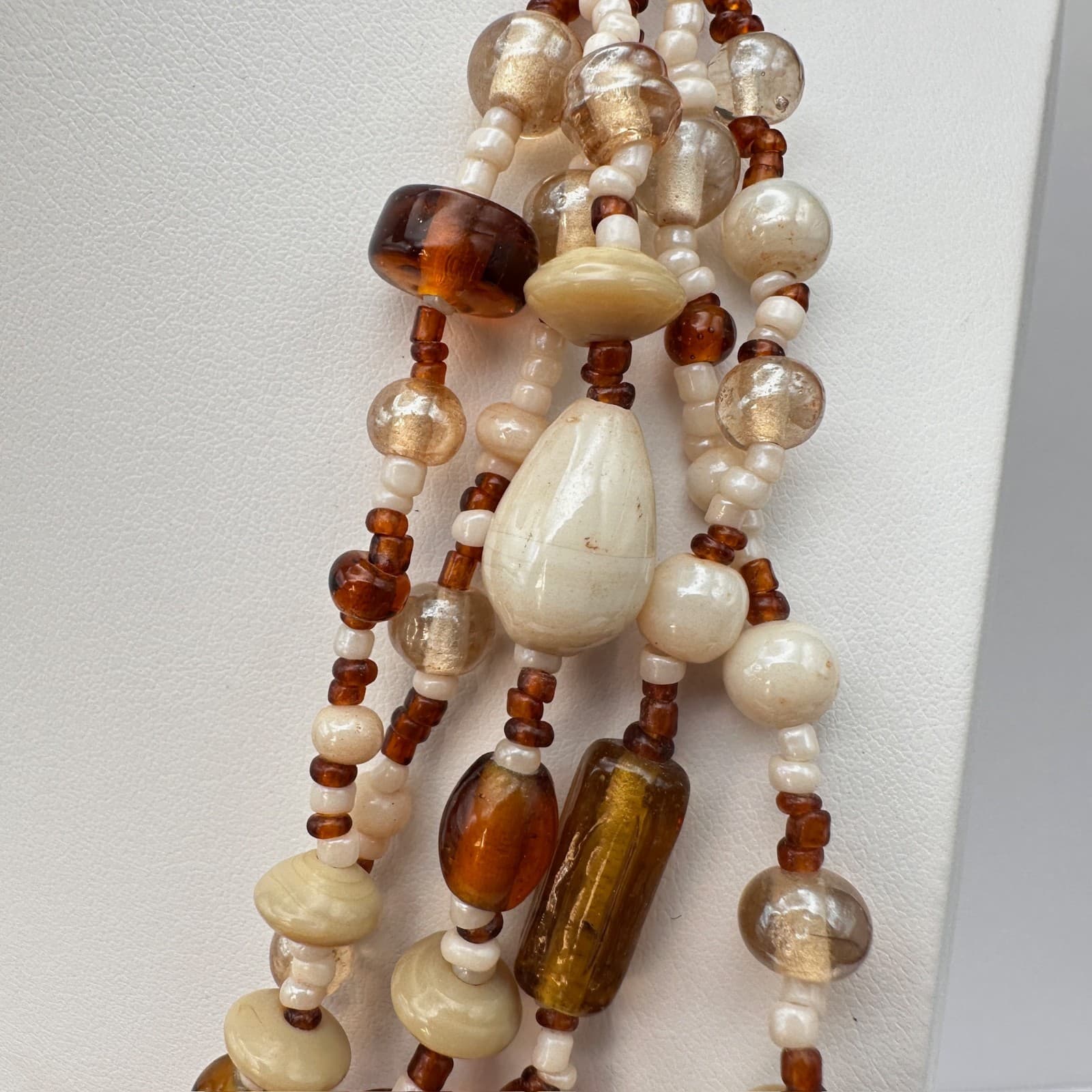 Vintage 90s Multi-Strand Glass Bead Necklace lobster clasp Women's Jewelry - Thumbnail 7