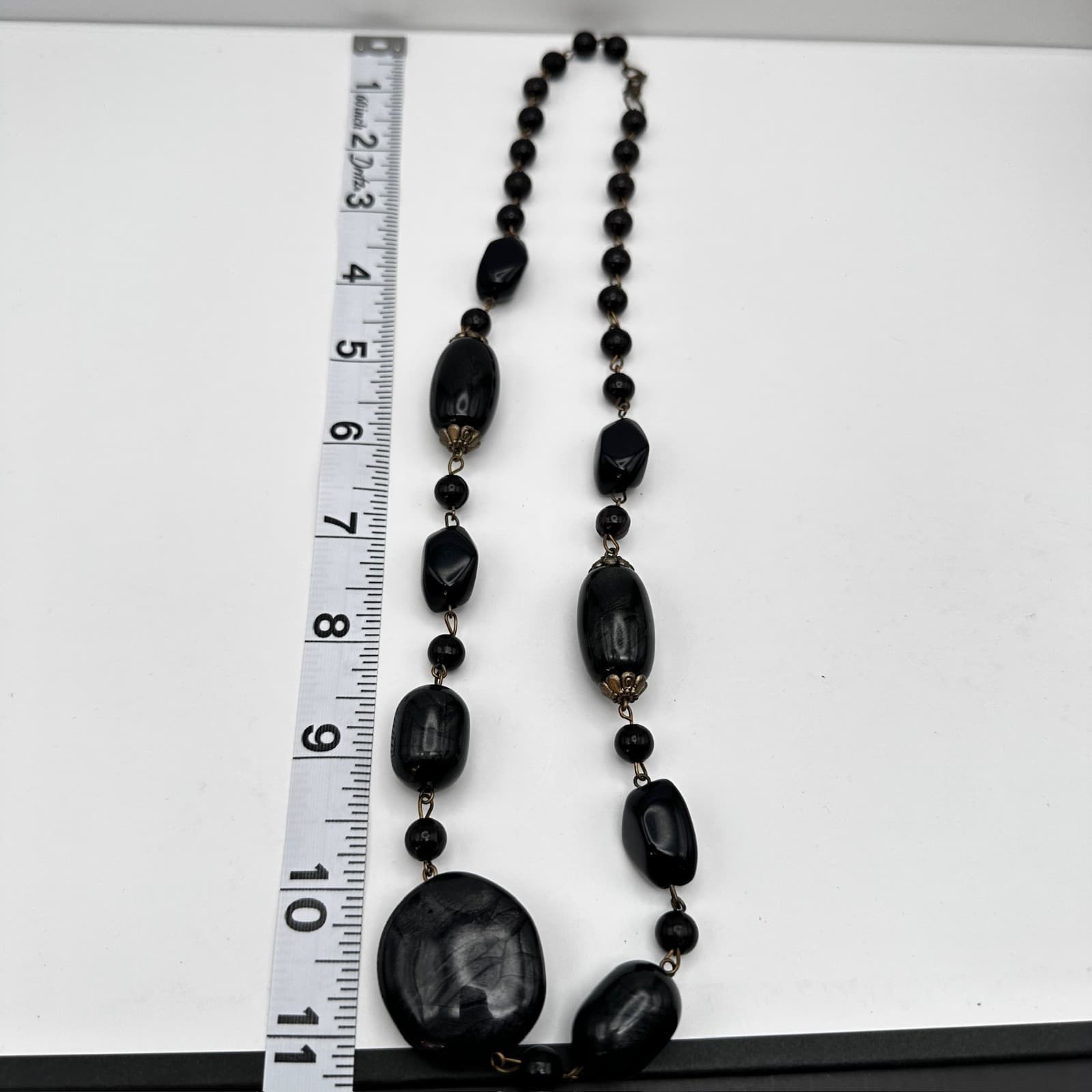 Vintage 80s Black Bead Necklace Set Multi-Strand Geometric Women's Jewelry - Thumbnail 19