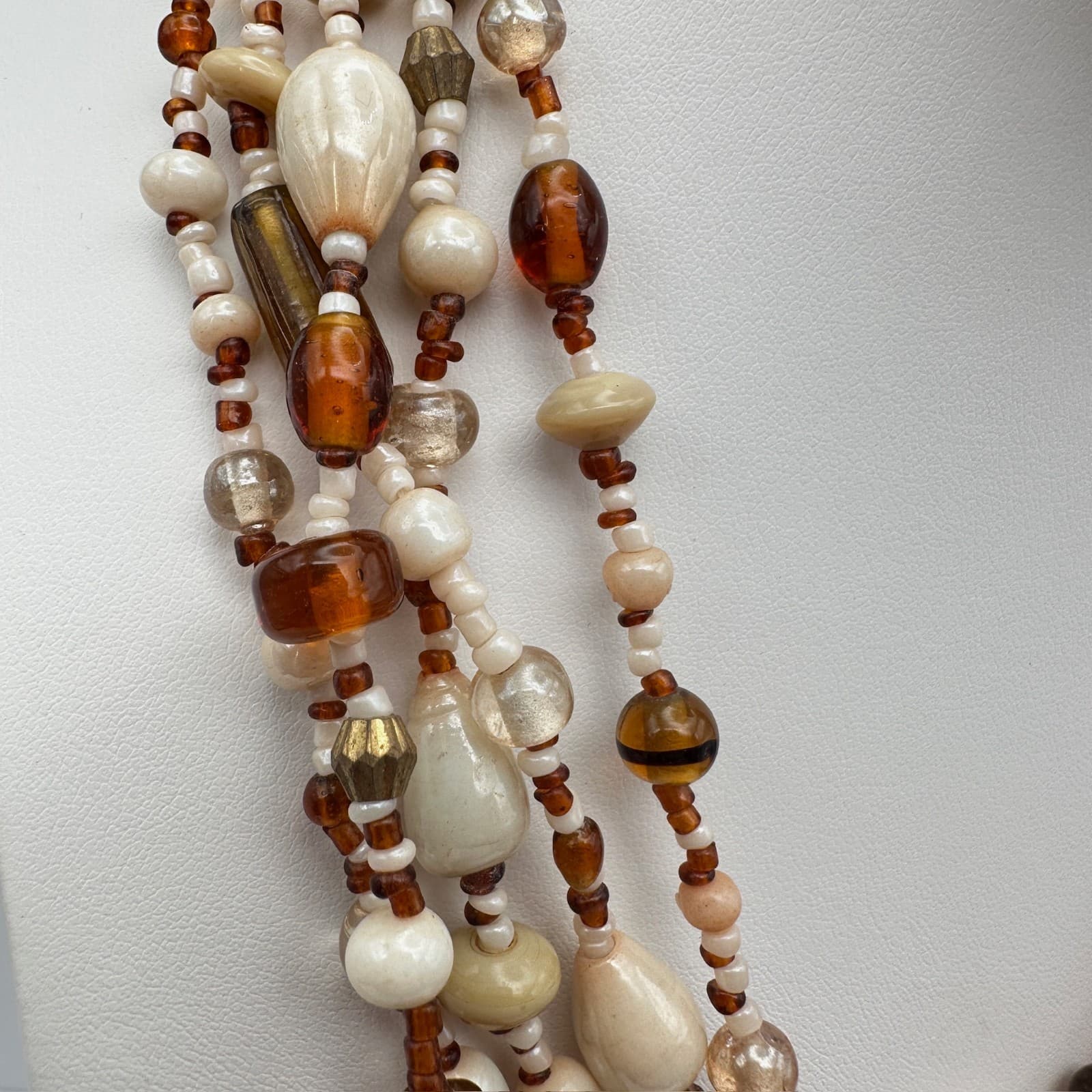 Vintage 90s Multi-Strand Glass Bead Necklace lobster clasp Women's Jewelry - Thumbnail 4