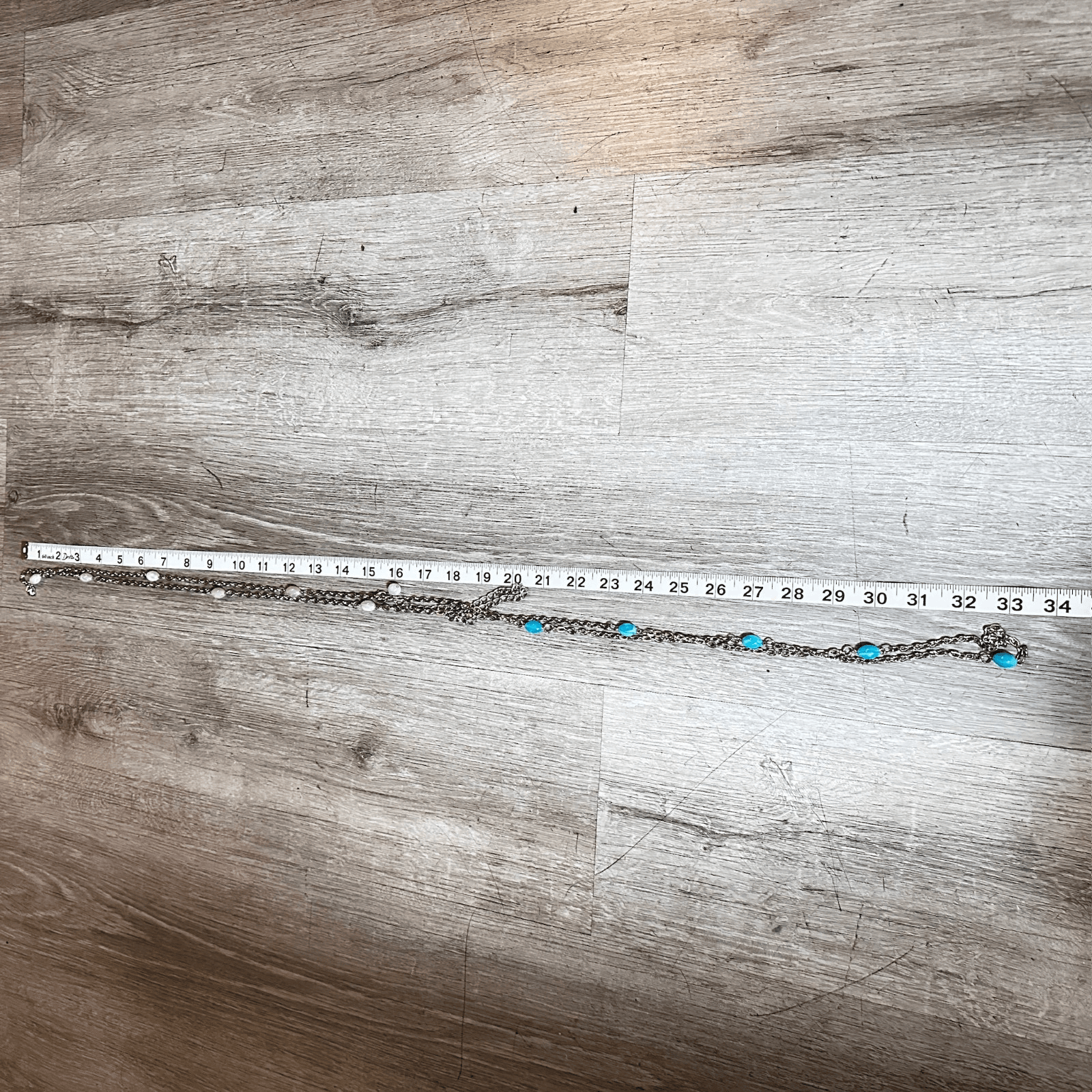 Vintage Y2K 4-Layered Chain Necklace Pink & Blue Acrylic Beads Silver Tone - Thumbnail 9