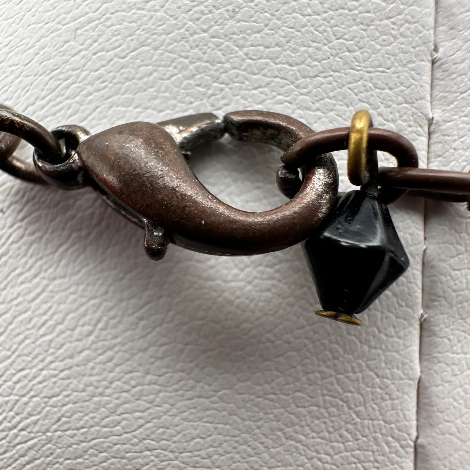 Vintage 90s Multi-Strand Black Ribbon Necklace Glass Beads Metal Womens Jewelry - Thumbnail 8