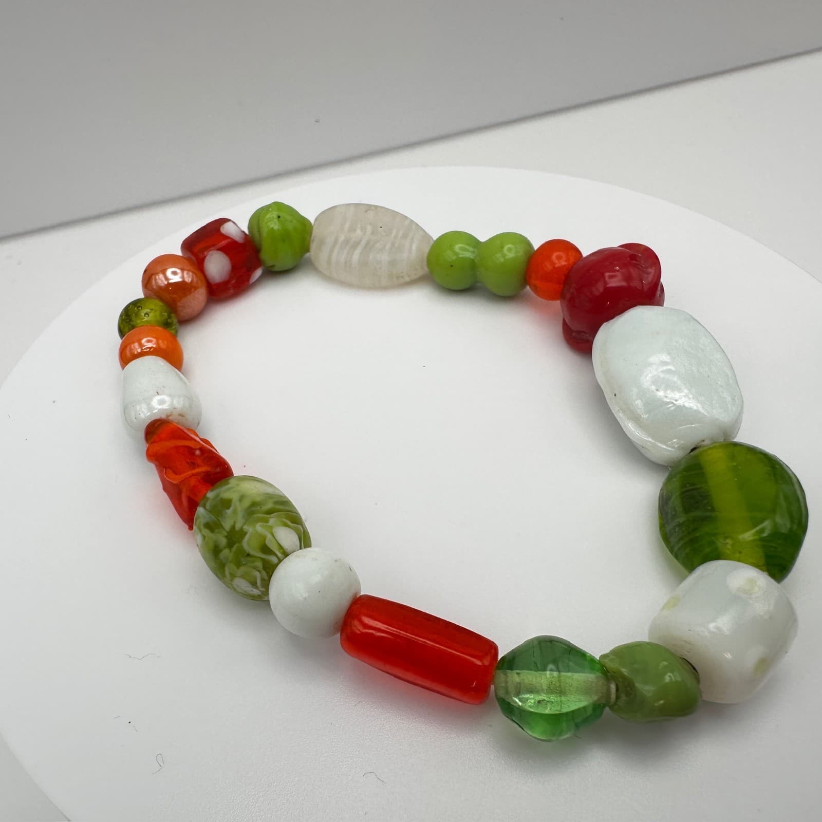 Vintage 90s Beaded Stretch Bracelets Set Glass Acrylic Women's Jewelry - Thumbnail 13