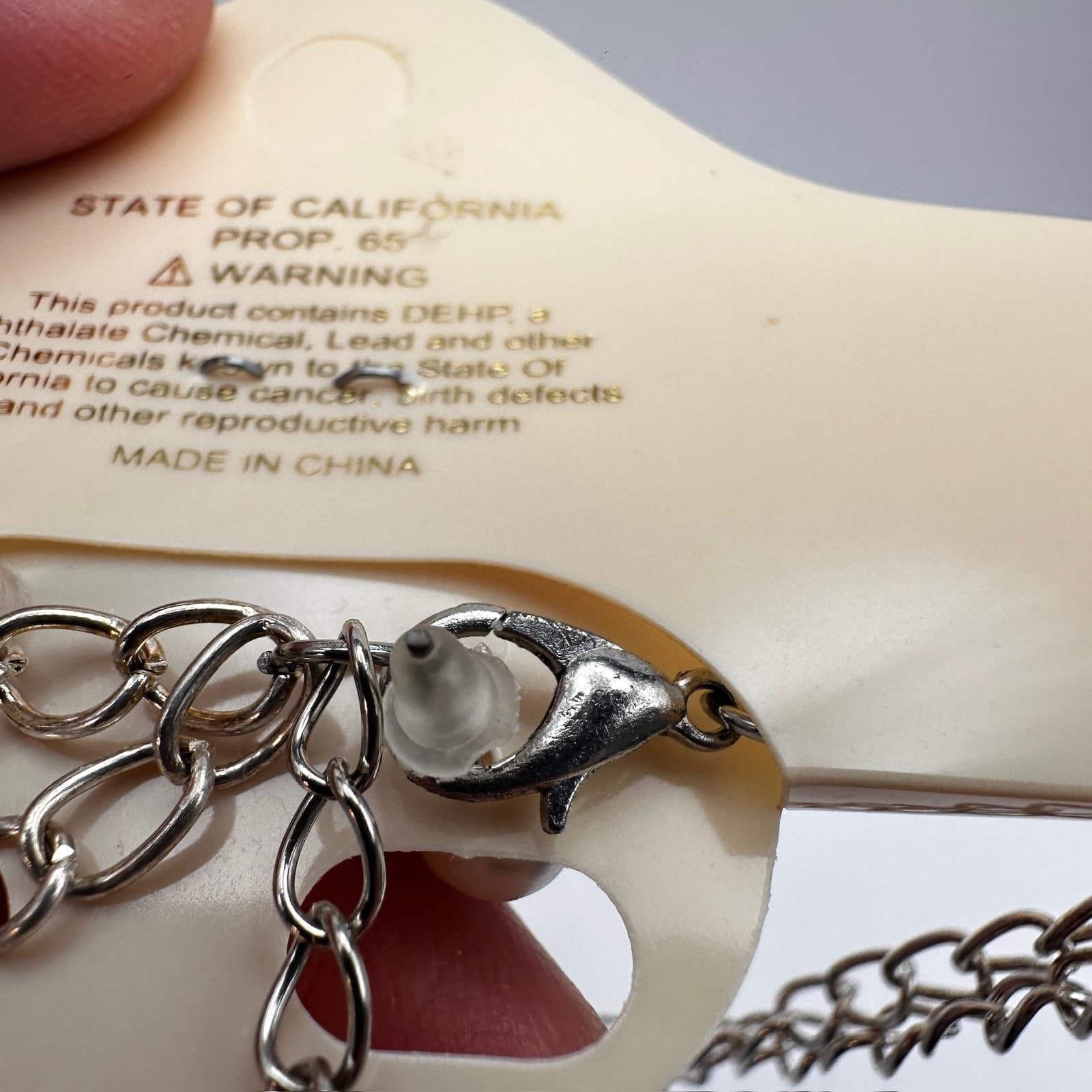 Vintage 90s Silver Tone Double Layer Curb Chain Necklace & Pearl Earrings Set - Thumbnail 7