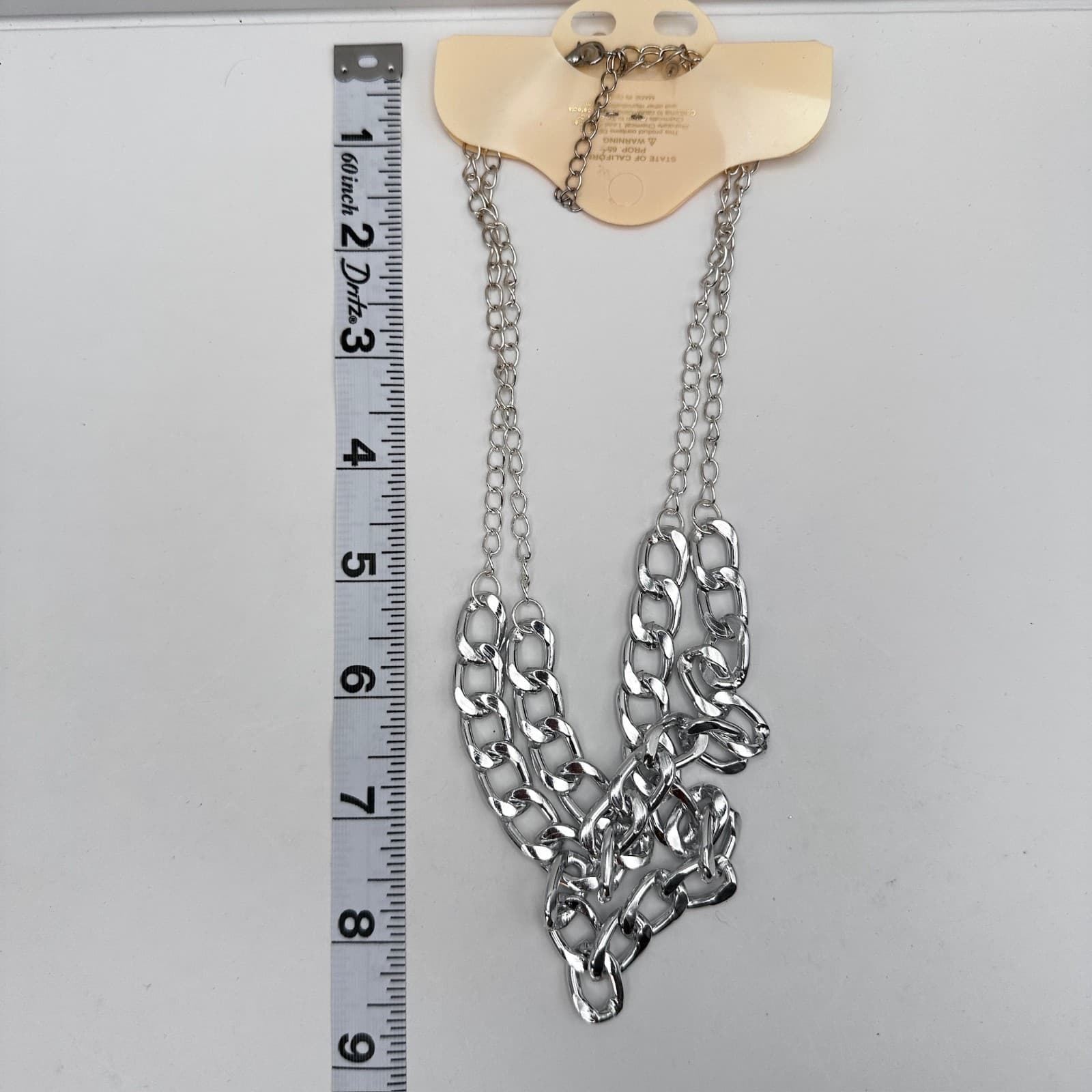 Vintage 90s Silver Tone Double Layer Curb Chain Necklace & Pearl Earrings Set - Thumbnail 12