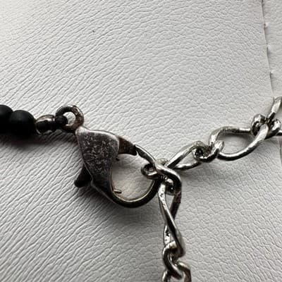 Vintage 90s Brown Amber Glass Bead Necklace Silver Tone Filigree Circle Pendant - Thumbnail 7