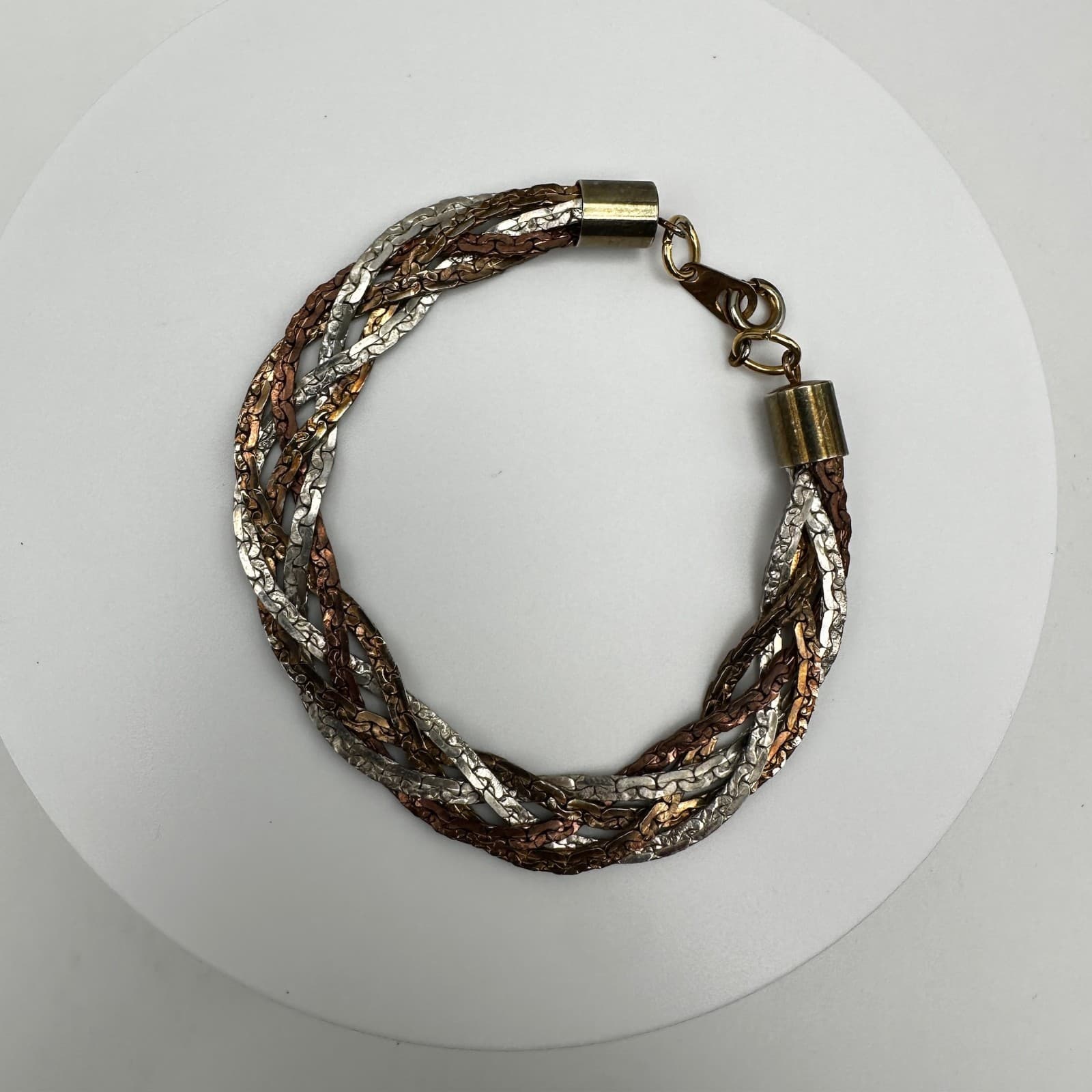 Vintage 90s Multi Strand Braided Chain Bracelet Mixed Tone Women's Jewelry - Thumbnail 7