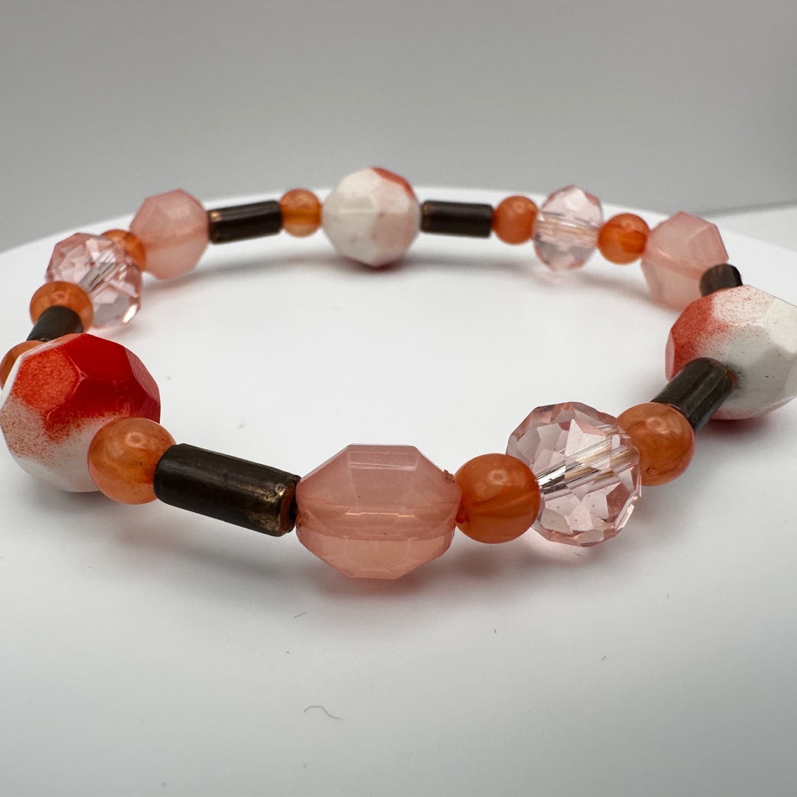 Vintage 90s Beaded Stretch Bracelets Set Glass Acrylic Women's Jewelry - Thumbnail 6