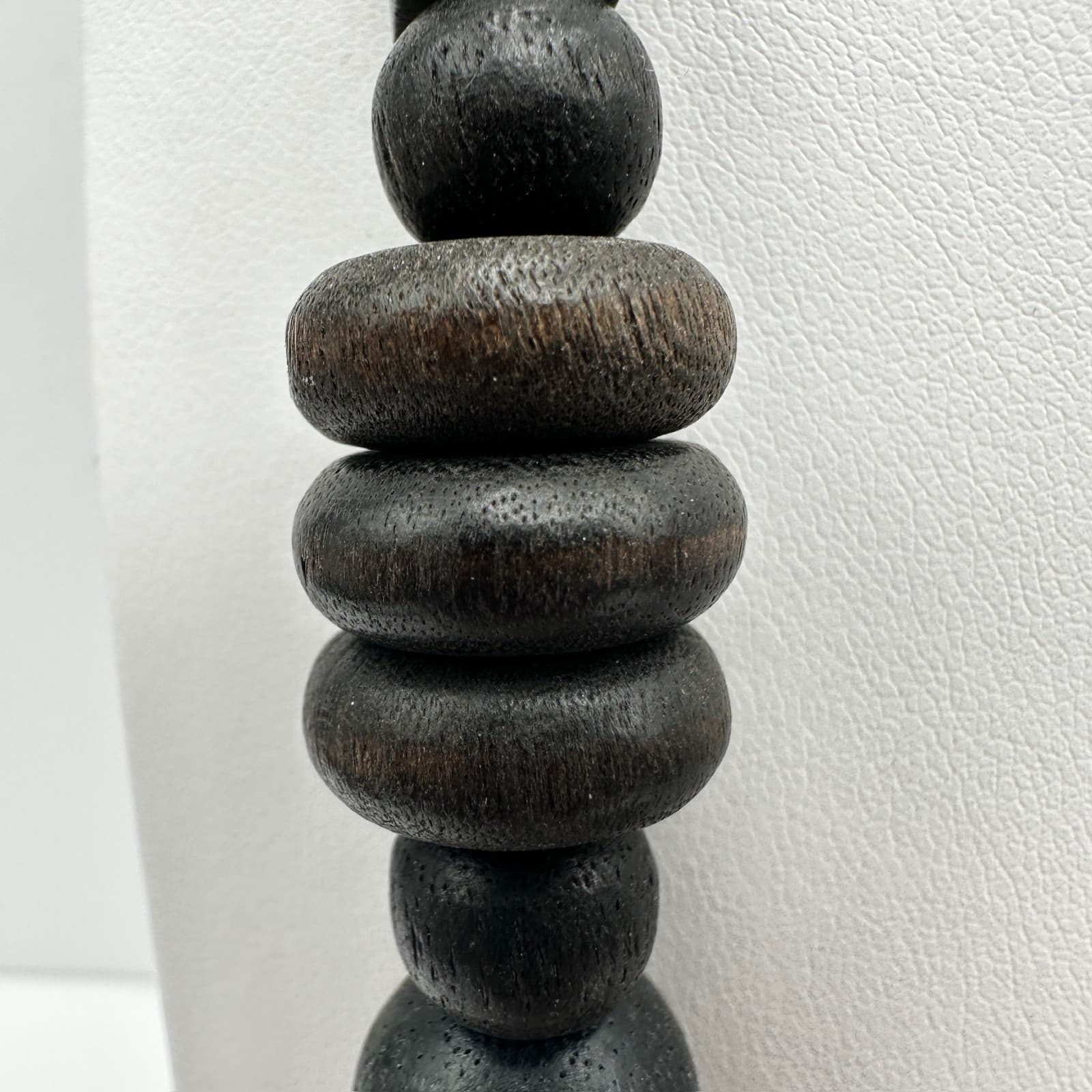 Vintage 90s Multi-Shape Black Wood Bead Necklace Women's Jewelry - Thumbnail 8