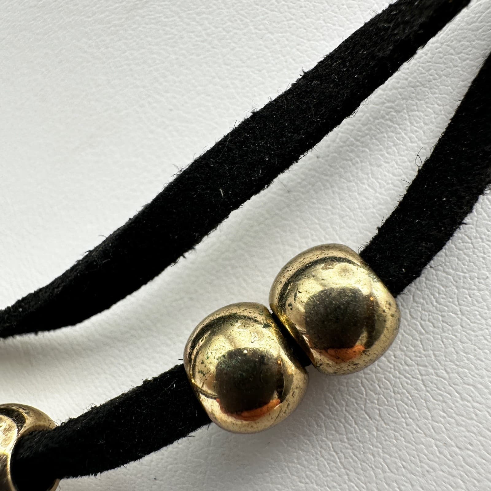 Vintage 90s Gold Tone Bead Double Cord Necklace Women's Jewelry - Thumbnail 10