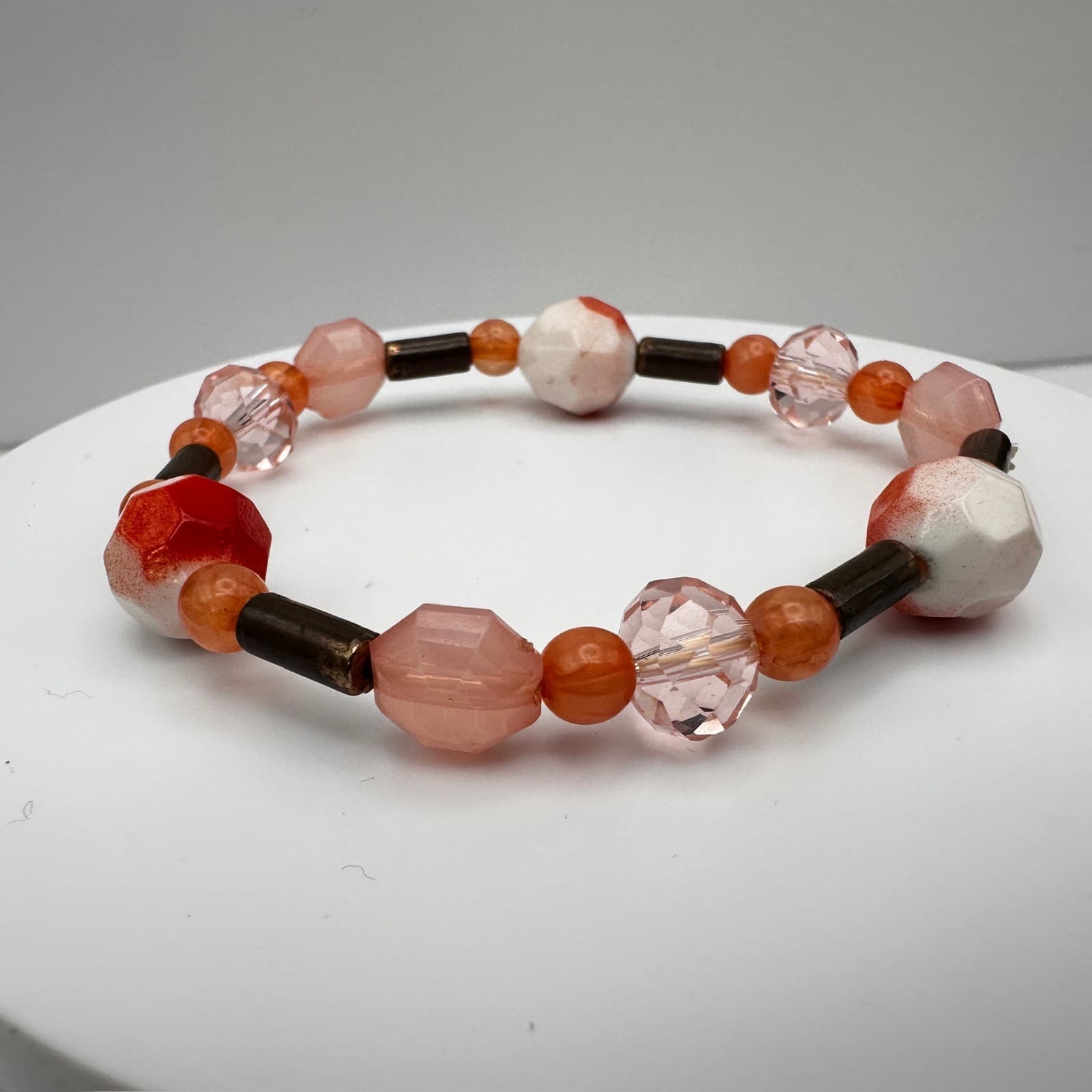 Vintage 90s Beaded Stretch Bracelets Set Glass Acrylic Women's Jewelry - Thumbnail 5