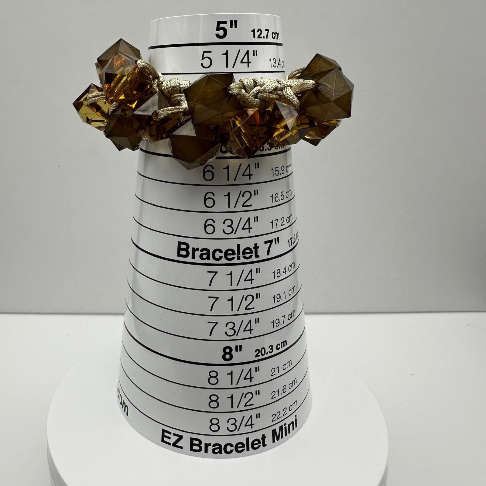 Vintage 90s Chunky Brown Geometric Bead Bracelet Amber Tone Women's Jewelry - Thumbnail 11